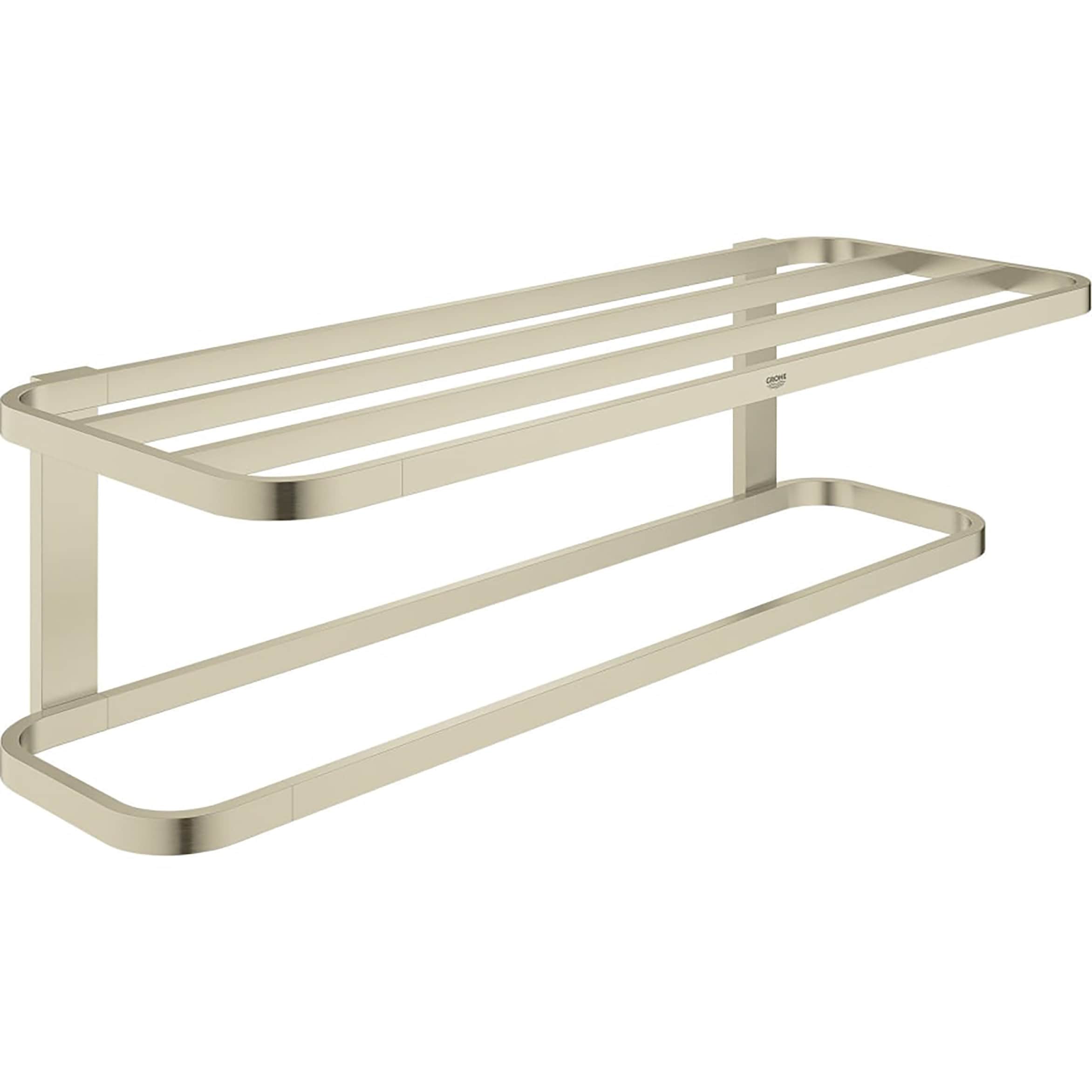 GROHE 41066EN0 Selection Cube Brushed Nickel Wall mount Towel Rack 23.44-Inches x 8.88-Inches x 8.88-Inches