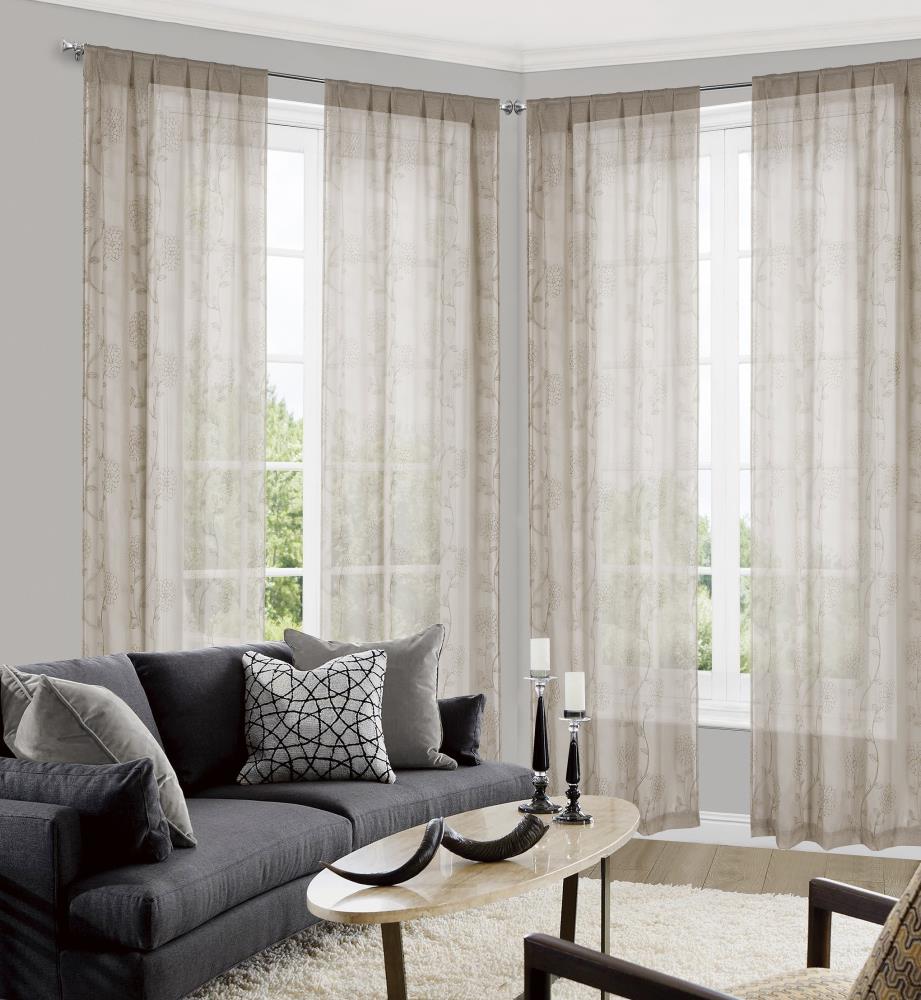 Duck River Textile LORTP=12 /15482 84-in Taupe Sheer Standard Lined Rod Pocket Curtain Panel Pair