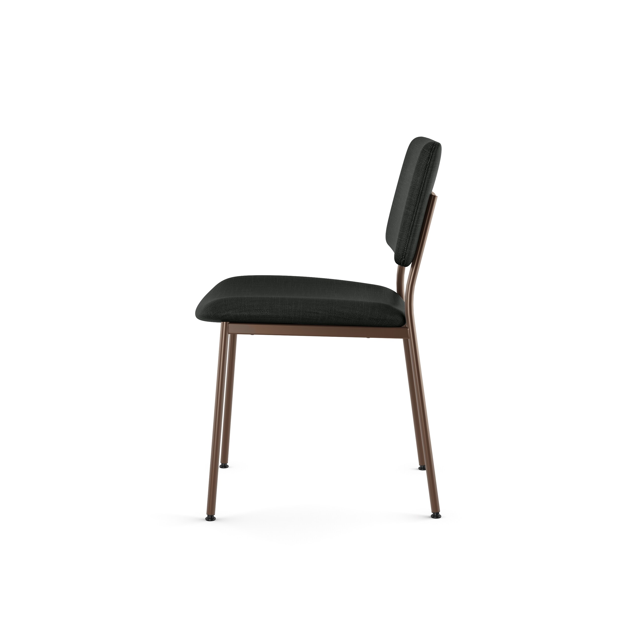 High Back Black Polyester and Bronze Metal Side Chair