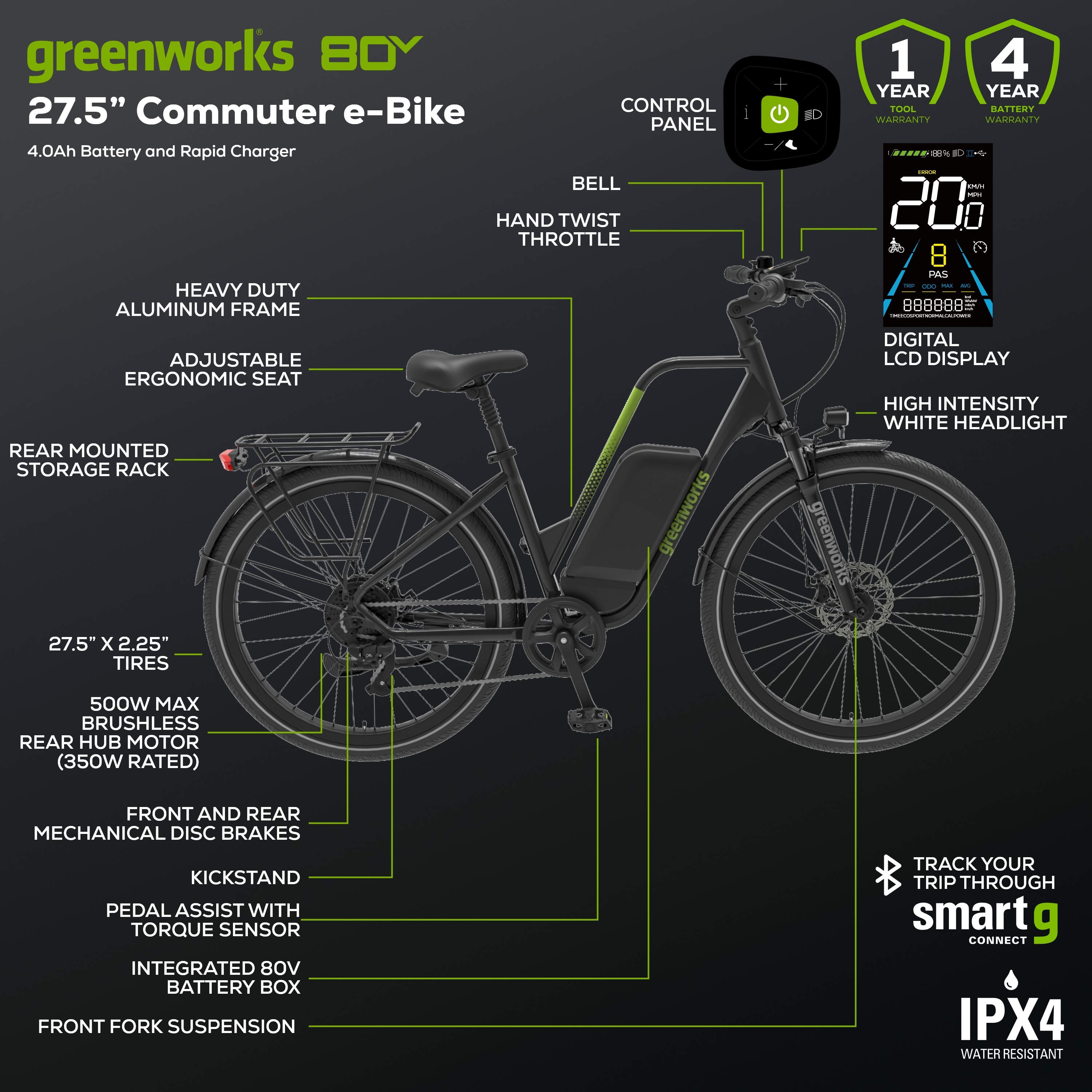 Greenworks 275EB80L40 bikes - View #3