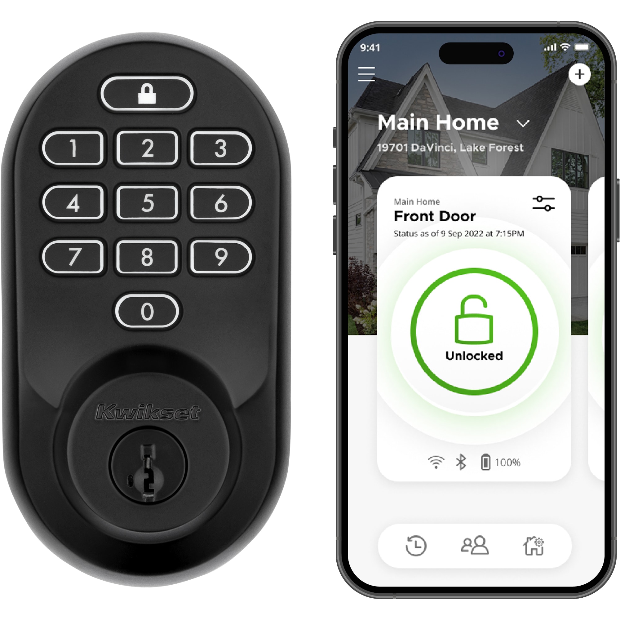 Kwikset 99380-003 Halo Keypad Matte Black Smart Lock Electronic Deadbolt with Wifi SmartKey Keypad