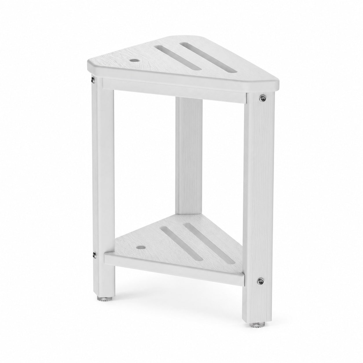 Aoibox  HDPE Waterproof Corner Shower Foot Rest 15 in with Two Tier Shelf 200 lb Capacity Triangular Shower