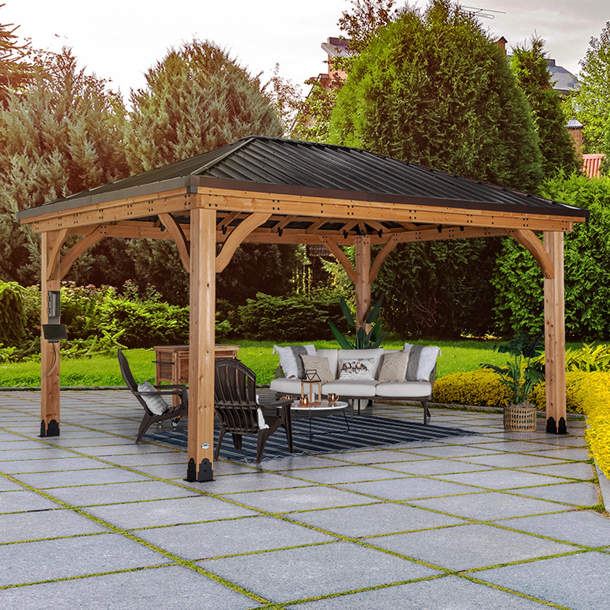 Cedar Frame Rectangle Gazebos At Lowes