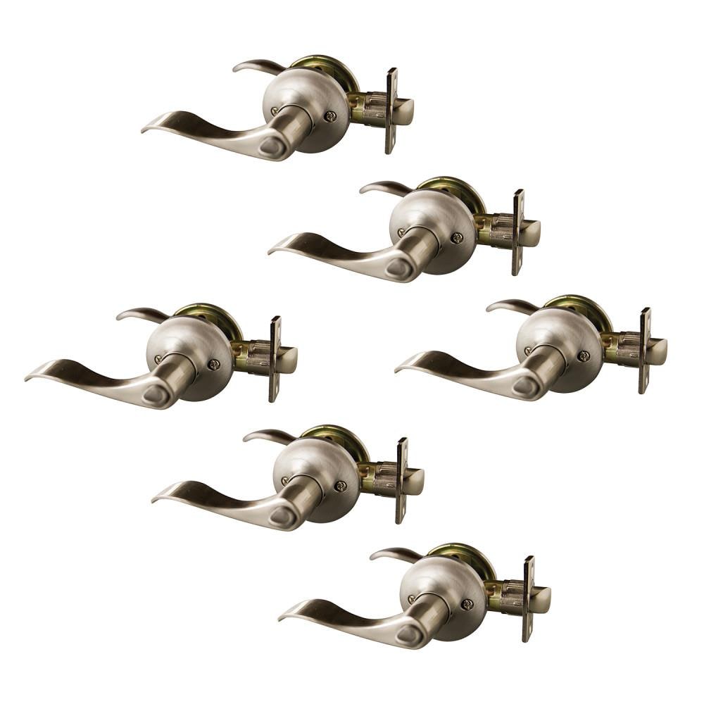 Design House Stratford Satin Nickel Universal Interior Bed Bath Privacy Door Handle Multi pack 6 Pack 190702 at Lowes
