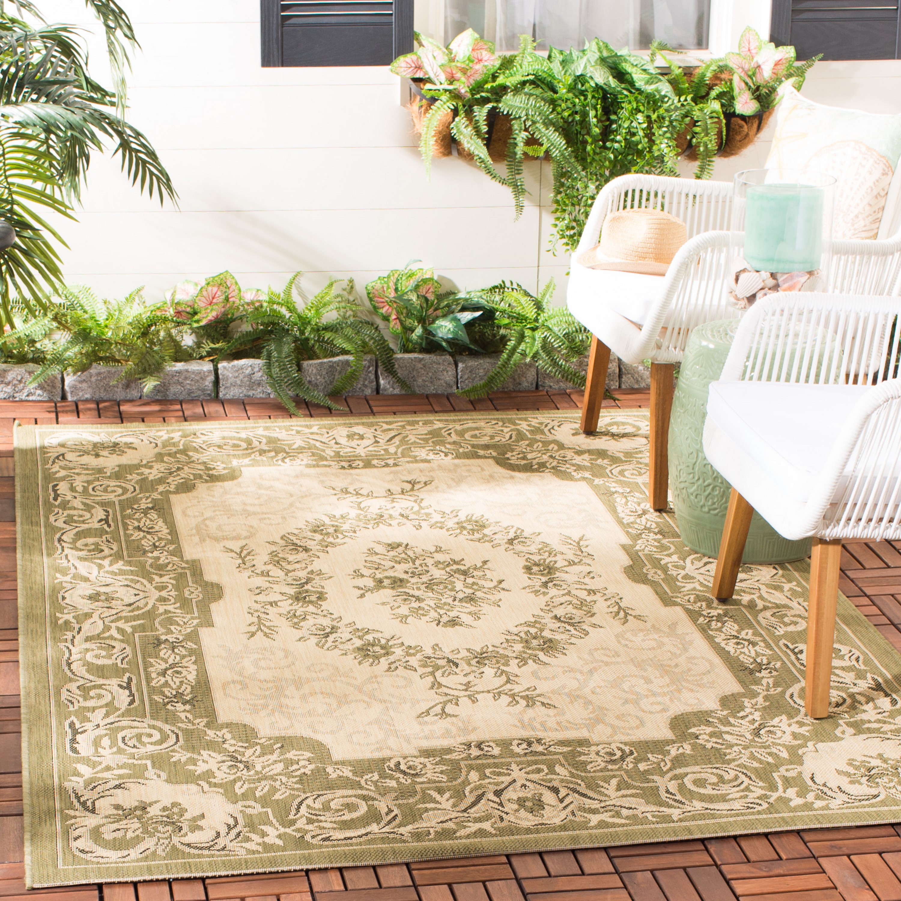 Home Decor Collection 18 x 30 Sage Green Floral Home Frame Coir Doormat