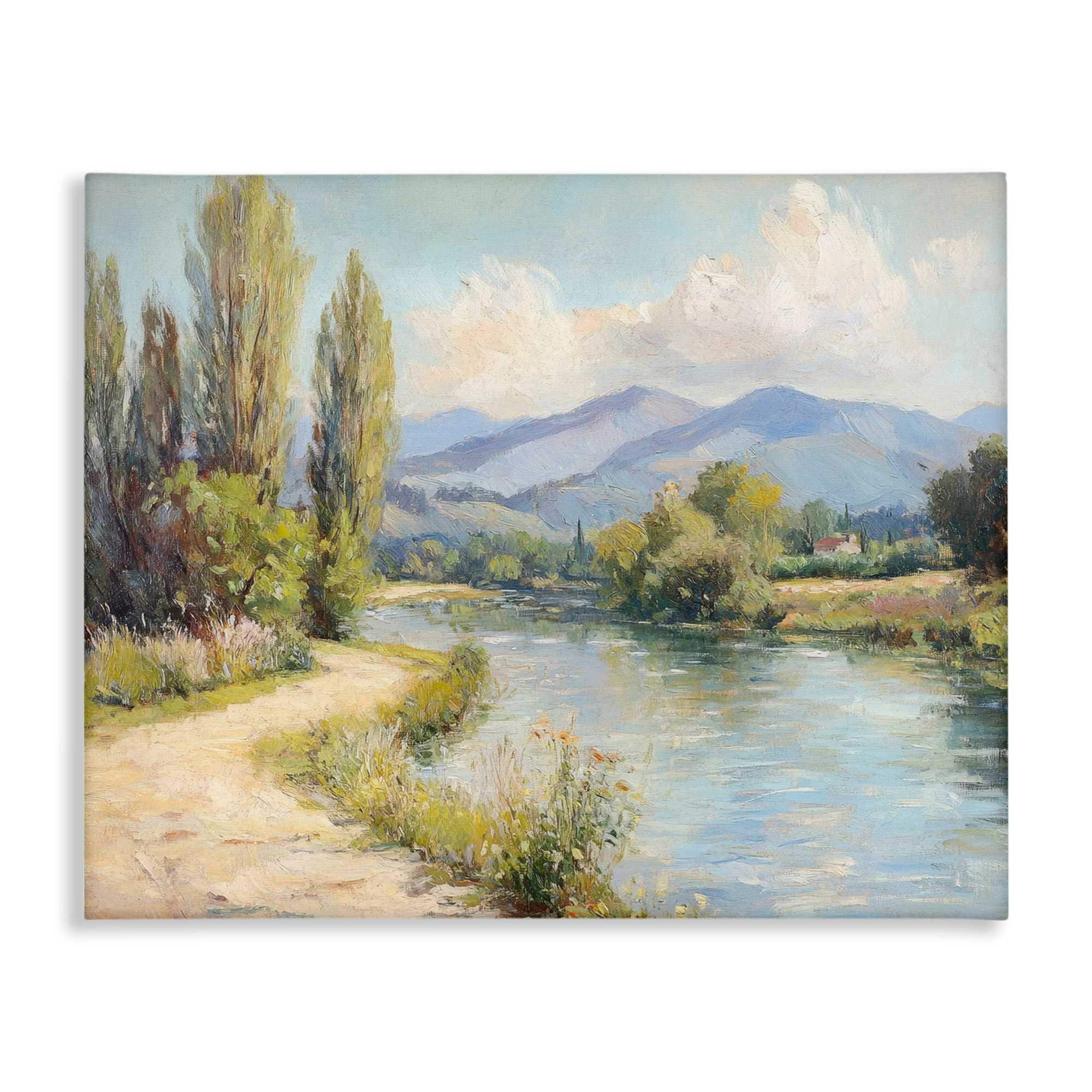 Stupell Industries BT-822-CN-36X48 Along The Mountain River Canvas Art