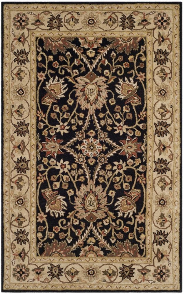 Safavieh AT249B-5 Antiquity Jilias 5 x 8 (ft) Tufted Wool Black Rectangular Indoor Floral/Botanical Vintage Area rug