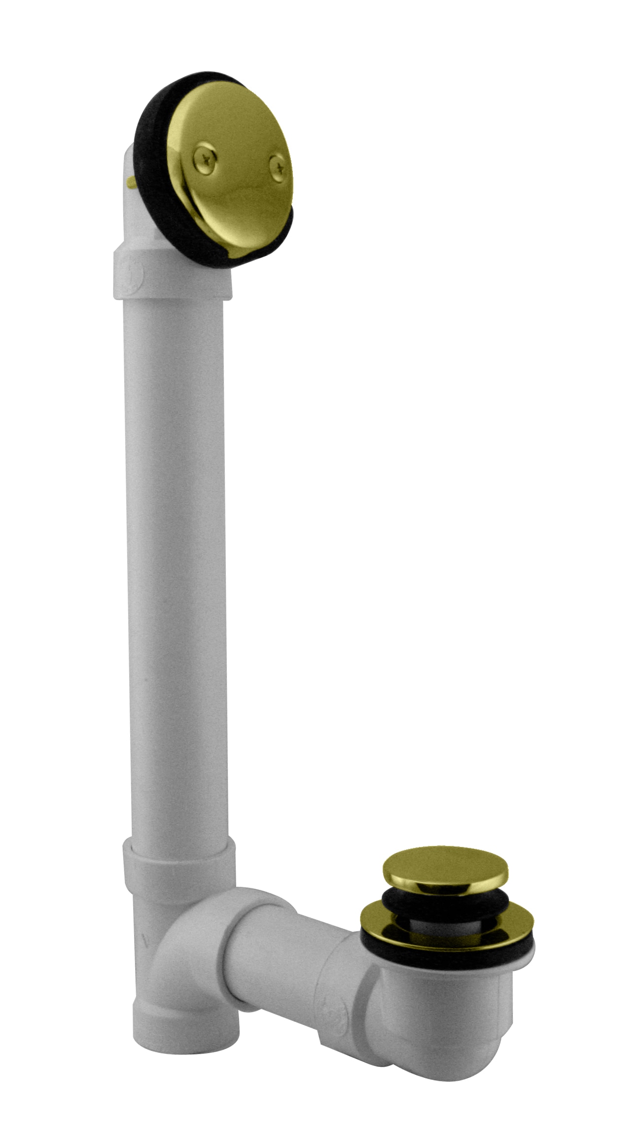 WESTBRASS D4932-01 Tip Toe Sch. 40 PVC Bath Waste with Two-hole Elbow In Polished Brass