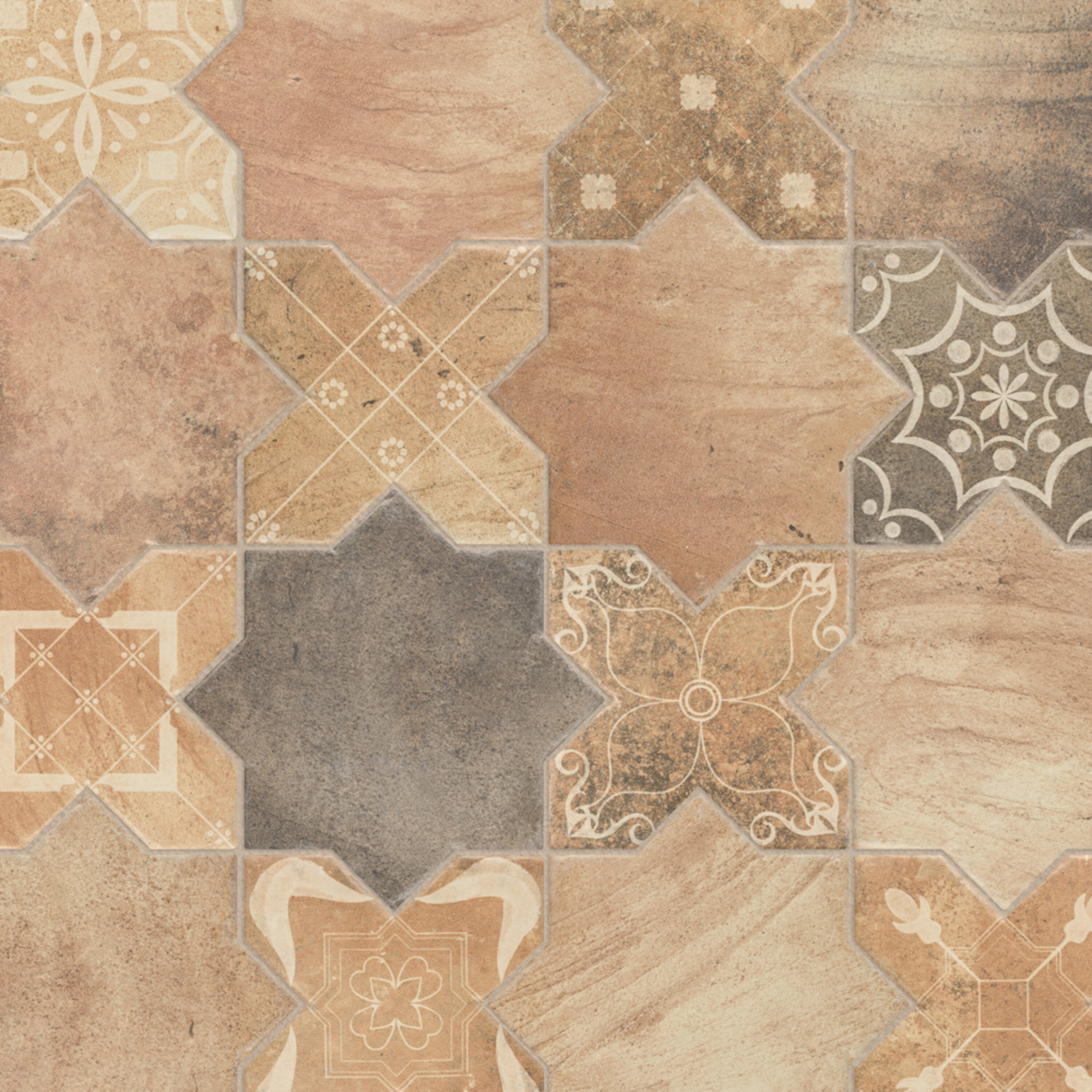 Affinity Tile KNATSFCFT Tech Land Star Fire/Cross Fire Temple 6-in x 12-in Matte Porcelain Multi-shaped Floor and Wall Tile ( 0.57-sq ft Piece )