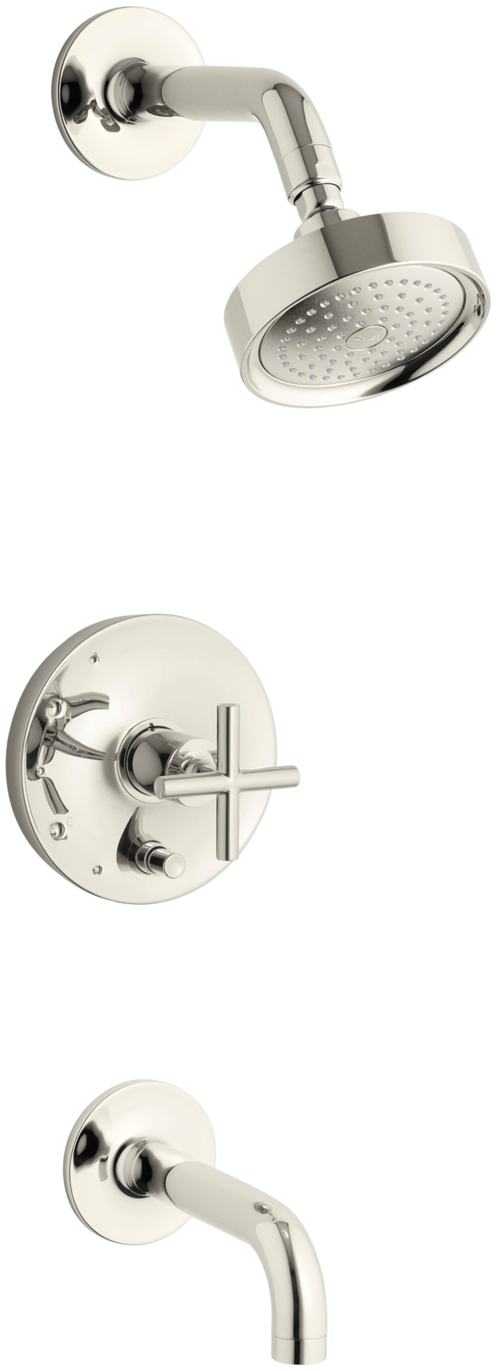 KOHLER T14421-3-SN Purist Vibrant Polished Nickel 1-handle Single function 5.47-Inches Round Bathtub and shower Faucet