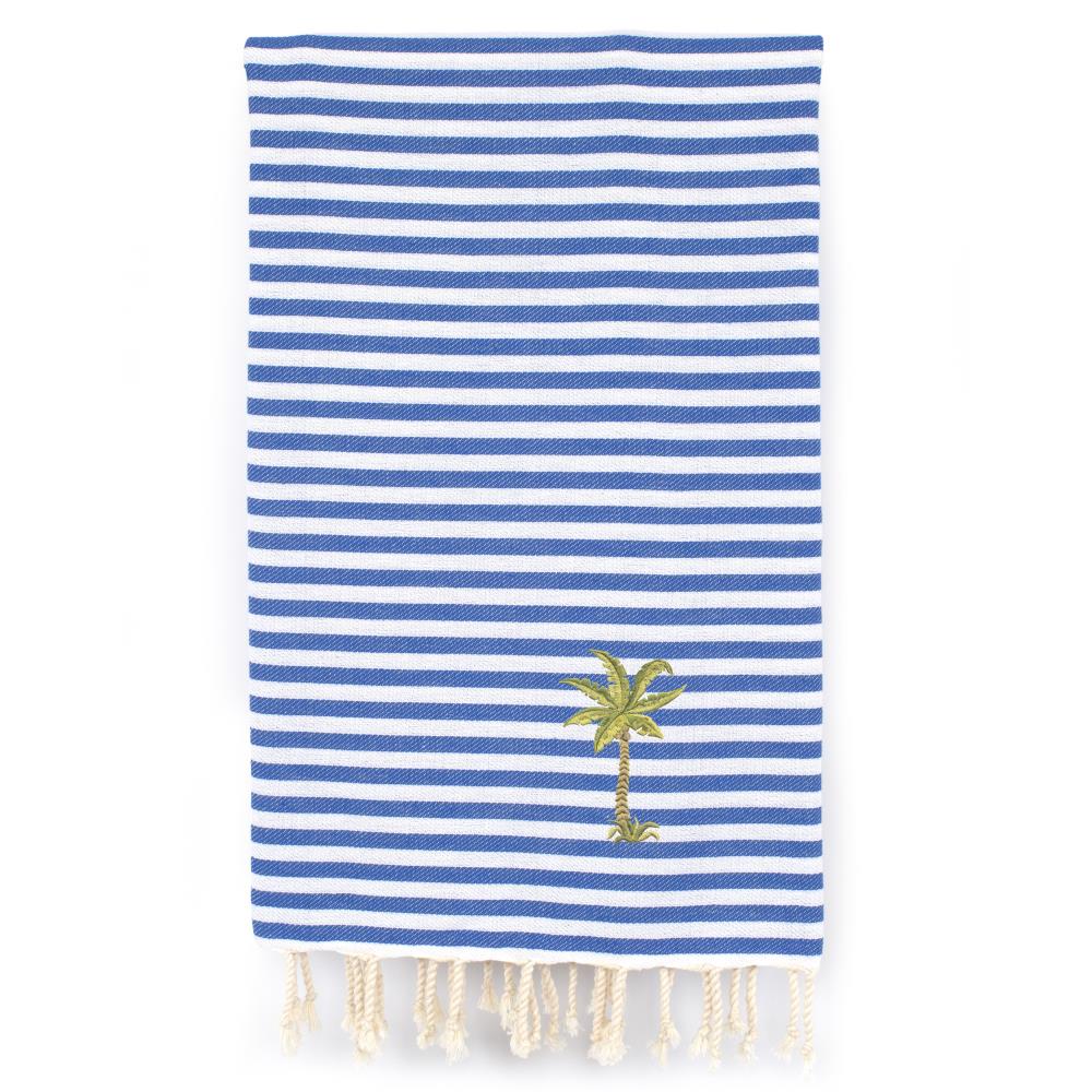 Linum Home Textiles FSP50-PLM Ocean Blue Turkish Cotton Quick Dry Beach Towel (Fun in the Sun- Palm)