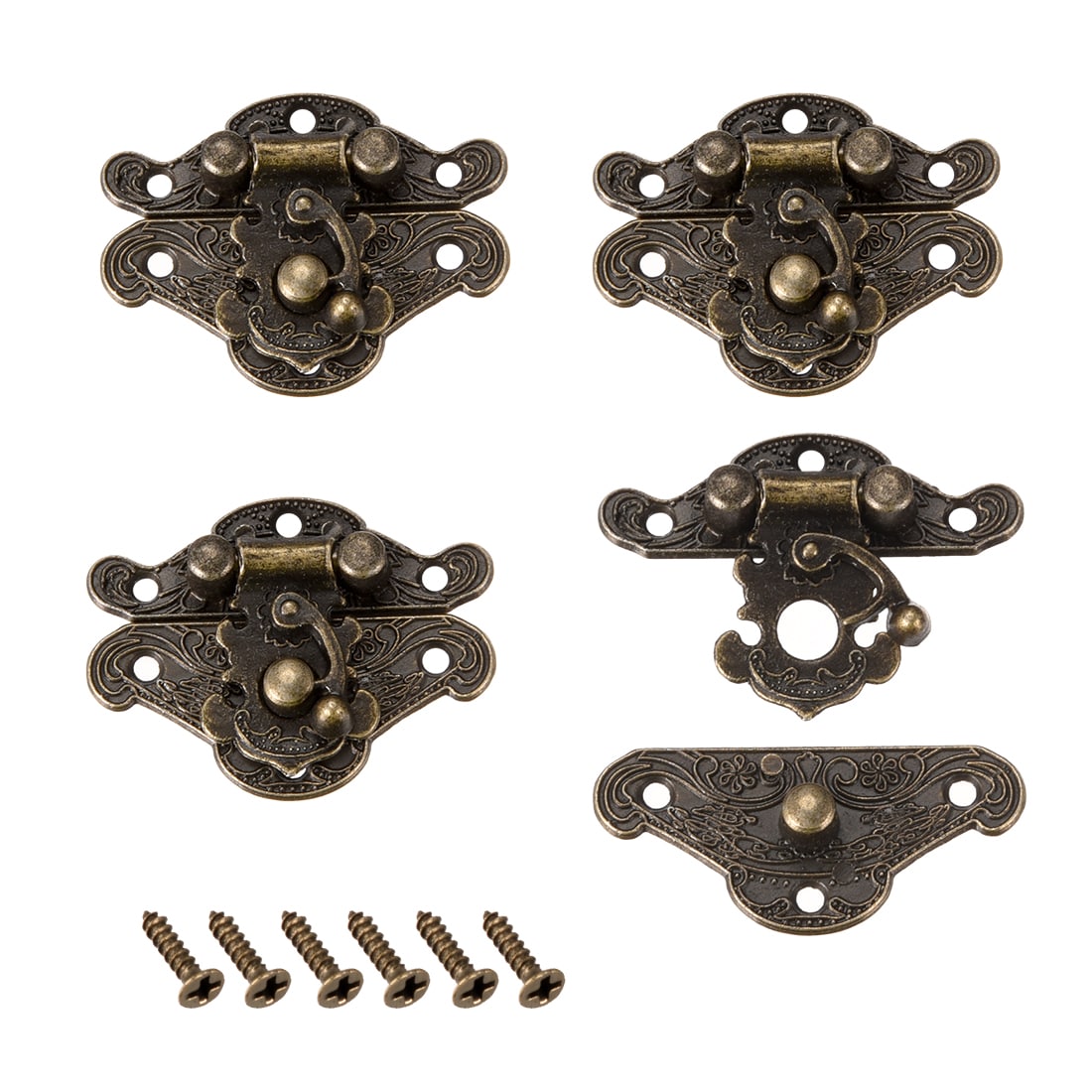 Unique Bargains S25093001UX7167 4 Sets Wood Case Chest Box Rectangle Clasp Closure Hasp Latches Bronze Tone 38 x 30mm - Thumbnail