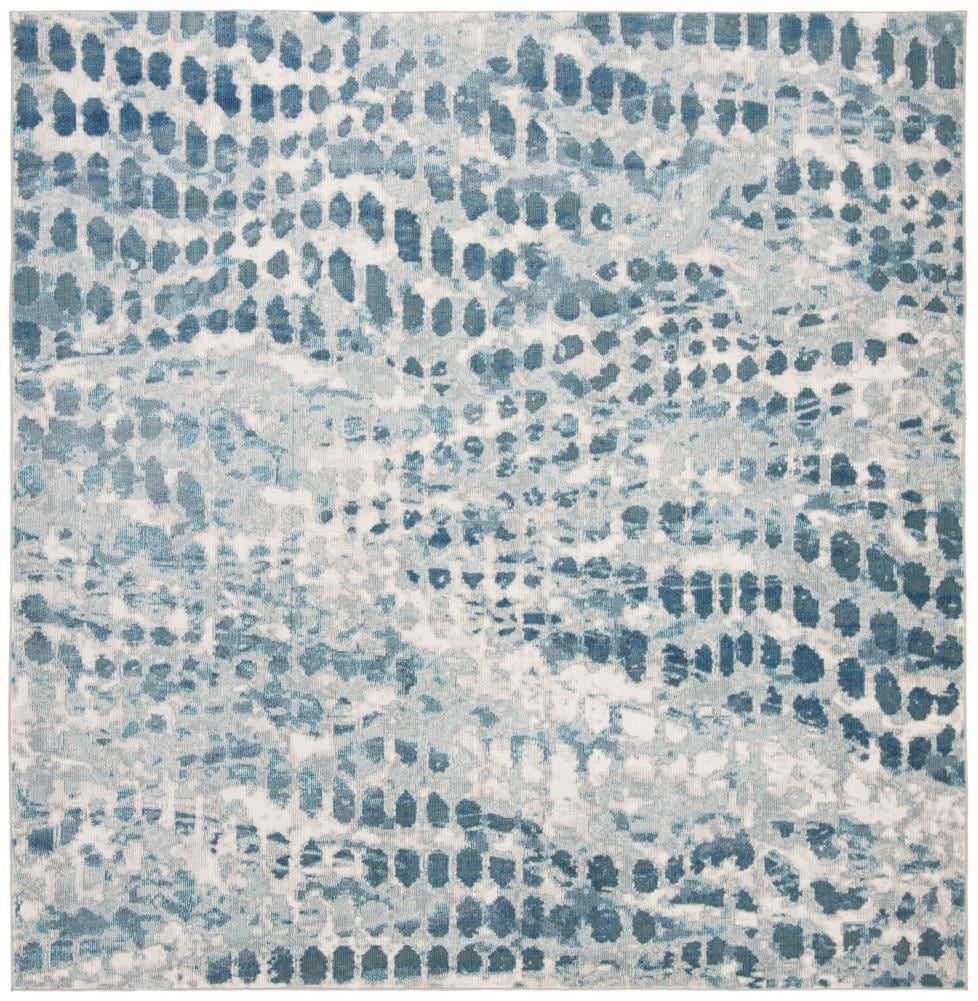 Safavieh ARA121A-6SQ Aria Morra 6 x 6 (ft) Loomed Polypropylene Cream/Teal Square Indoor Animal print Area rug