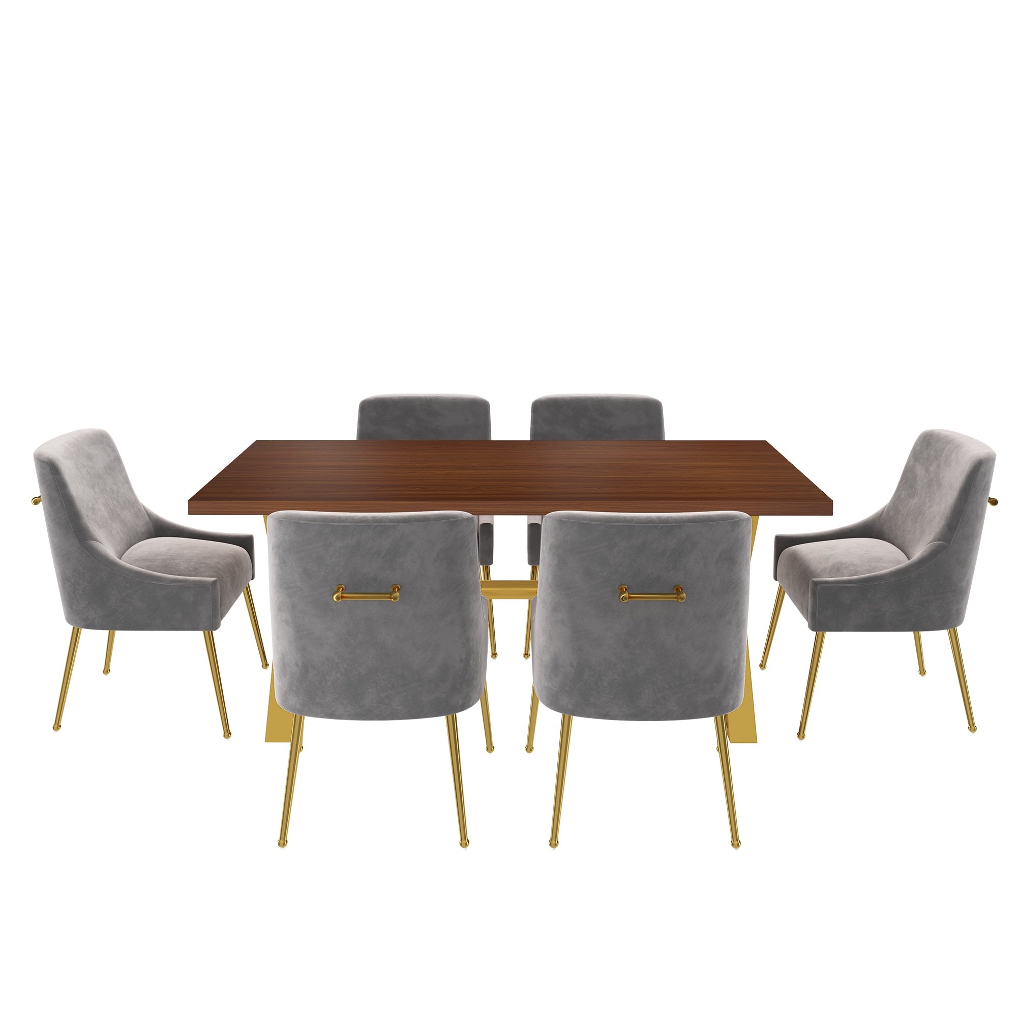 Clihome CL-HTM700GREY Gray Chair/Brown Table Contemporary/Modern Dining Room Set with Rectangular Table ( Seats 6 )