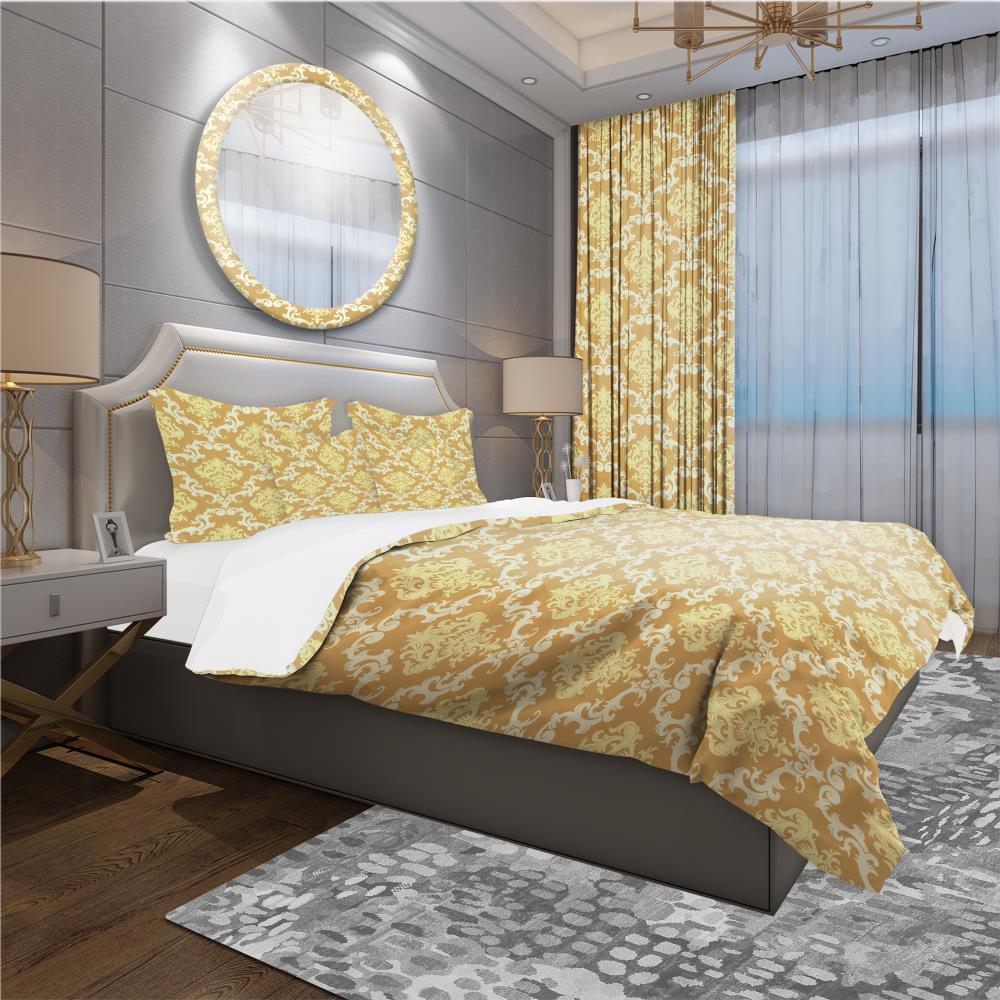 Designart BED18766-Q 3 -Piece Yellow and Gold Queen Duvet cover Set