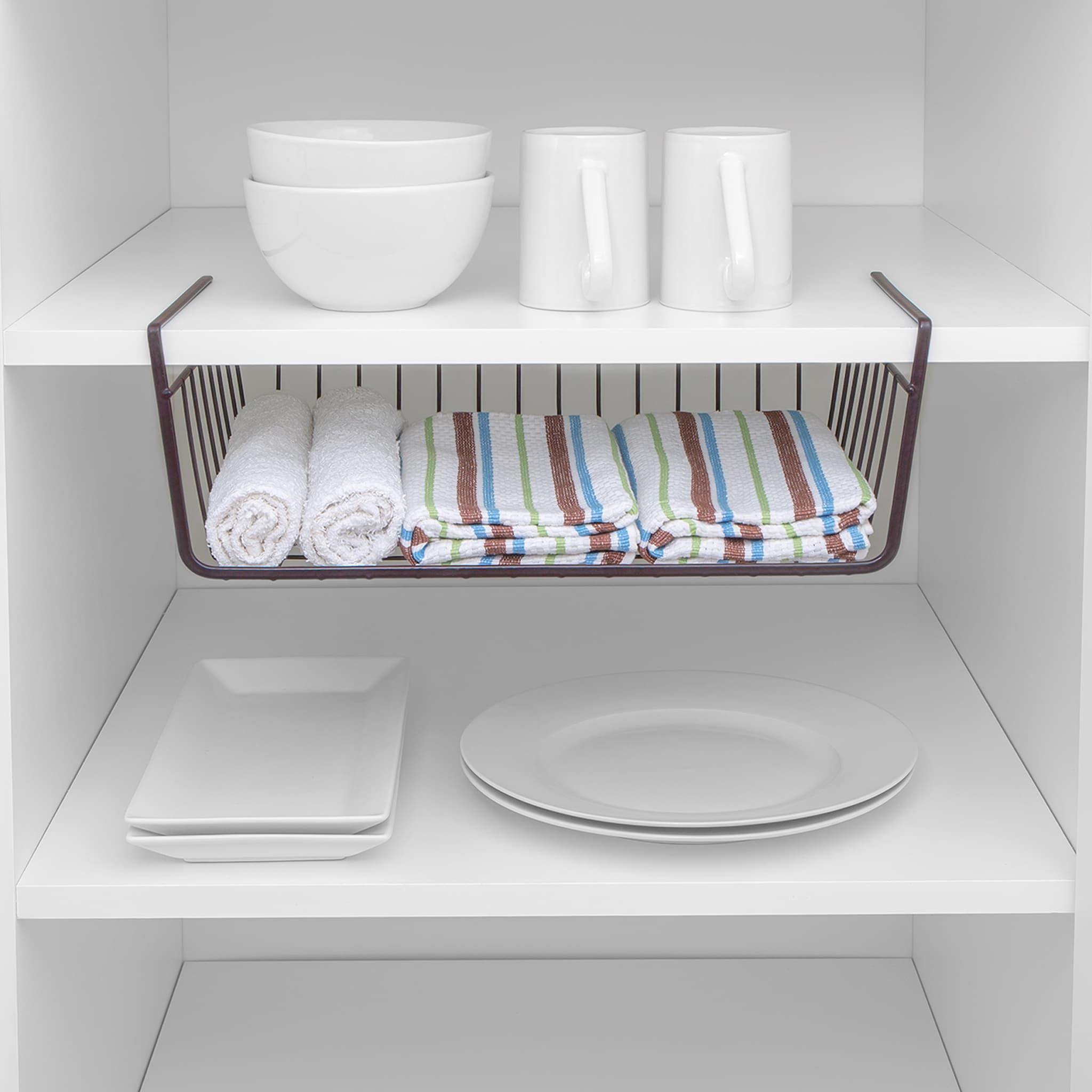 Bronze Medium Under Shelf Storage Basket with Snug Fit Arms