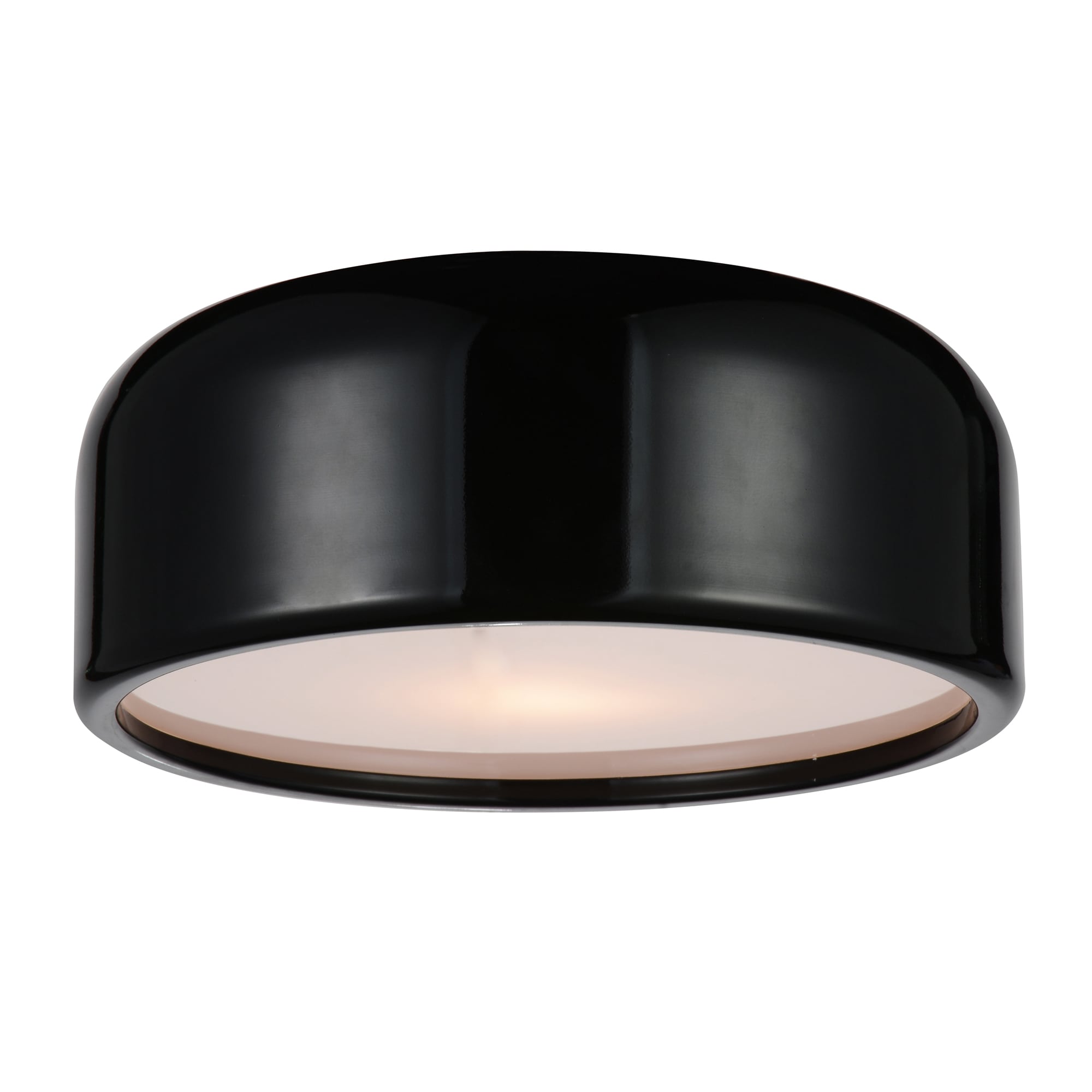 Campton Elegance 14" Black Drum Incandescent Flush Mount