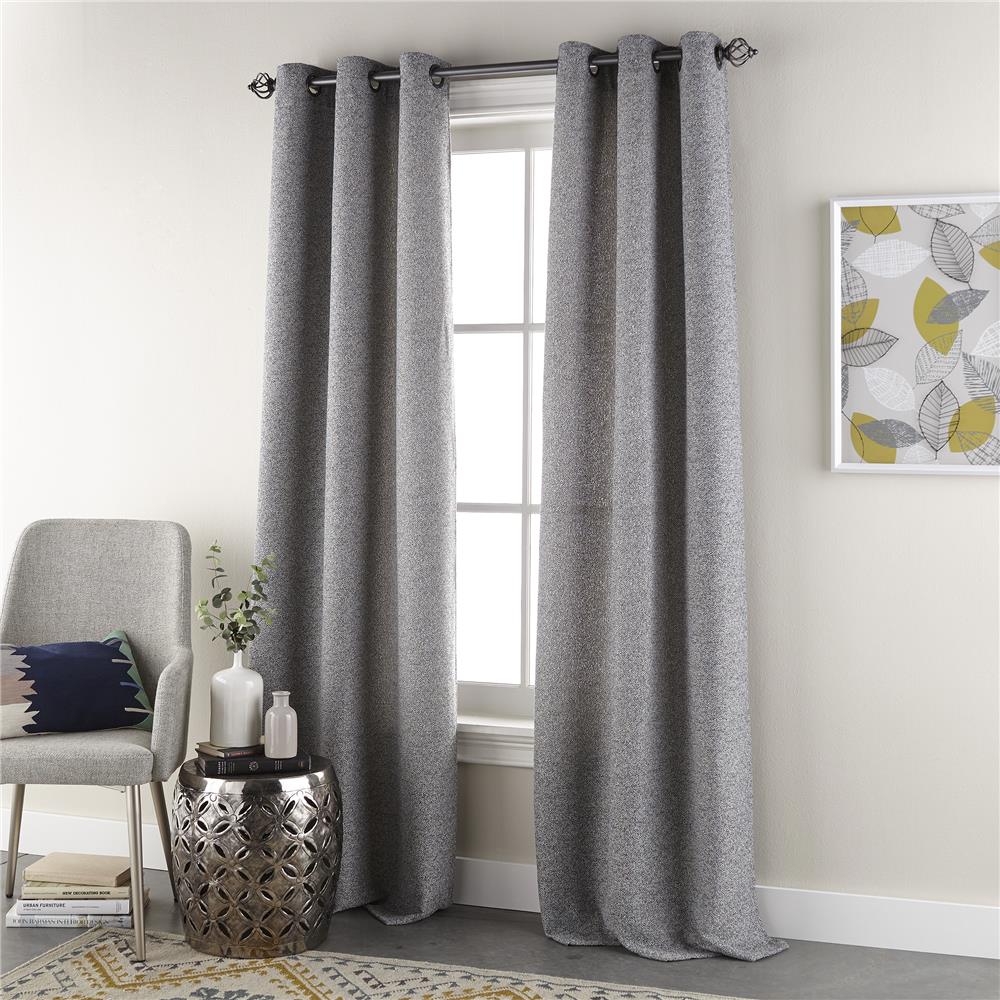 84-in Grey Light Filtering Grommet Curtain Panel Pair Polyester in Gray | - allen + roth JARON-P-GREY-84