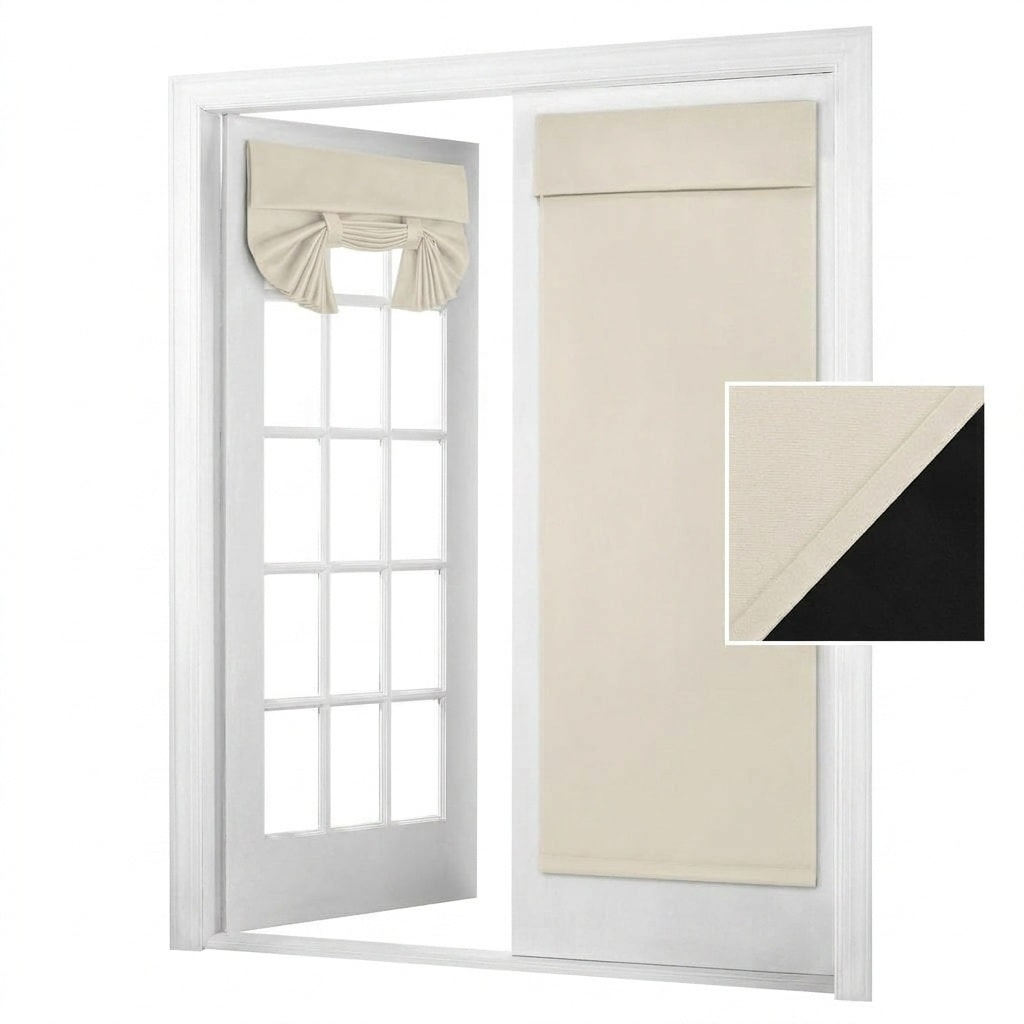 Aoibox  100 Blackout Thermal Insulated French Door Curtain Panel 26 x 68 in Beige for Room Darkening Privacy