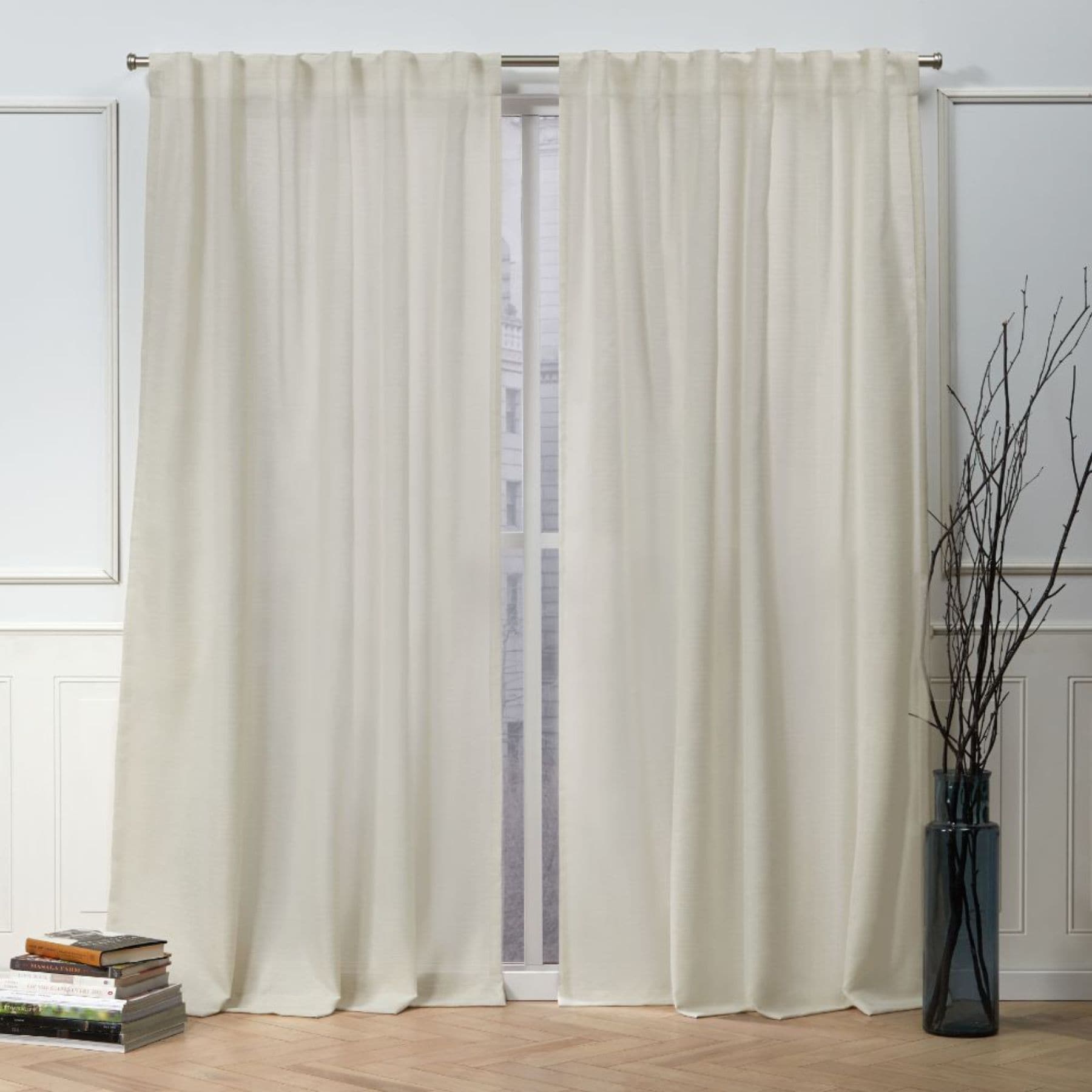 Nicole Miller YC013584DSNMF1 A145 108-in Linen Light filtering Back tab Curtain panel pair