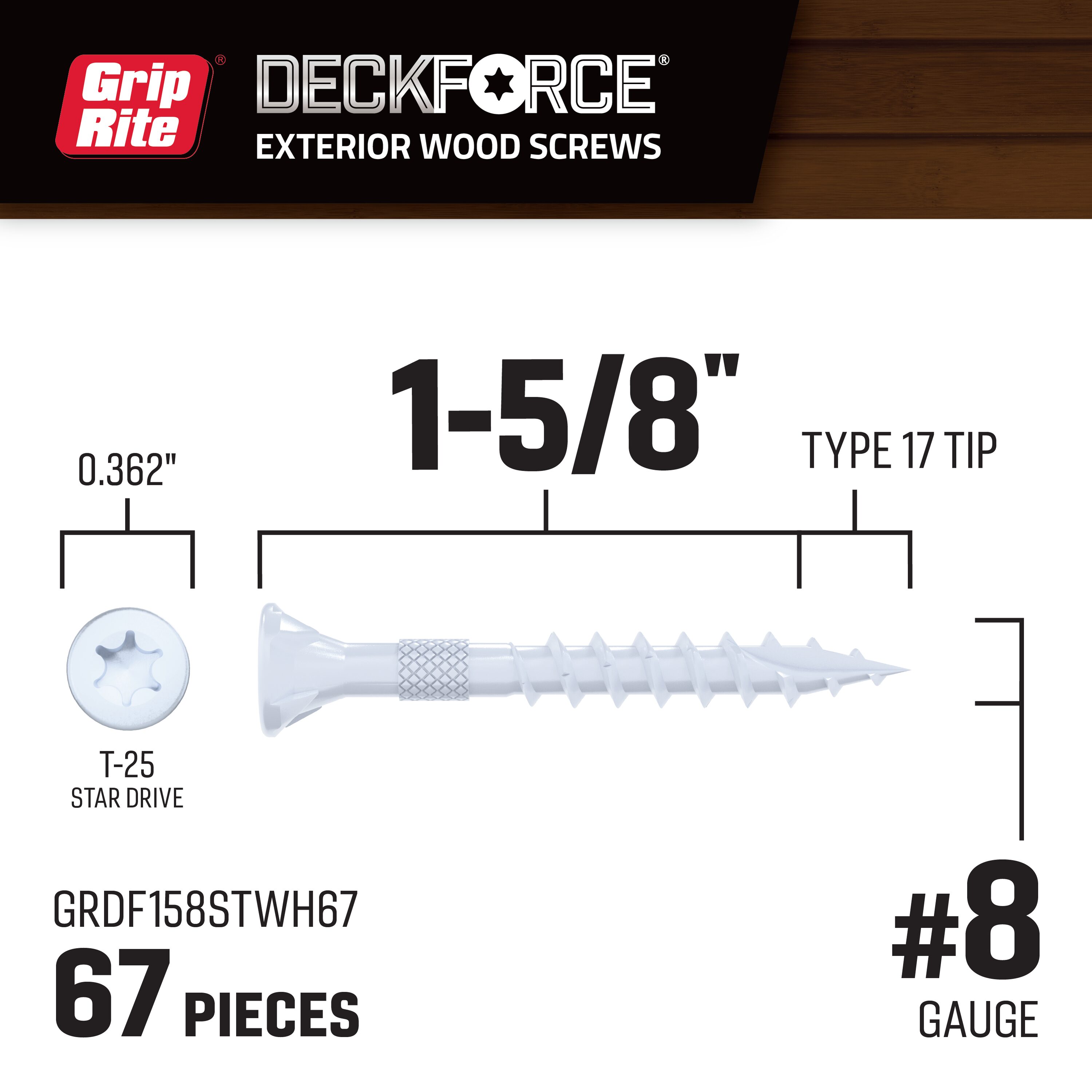 DeckForce by Grip Rite GRDF158STWH67 Deck-Screws - View #2