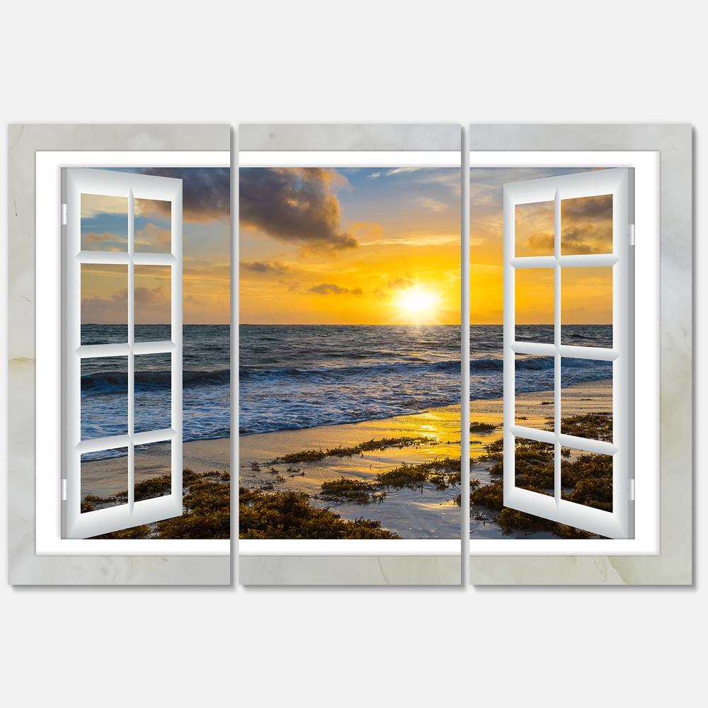 Designart MT11439-3P 28-Inches H x 36-Inches W Coastal Metal Print