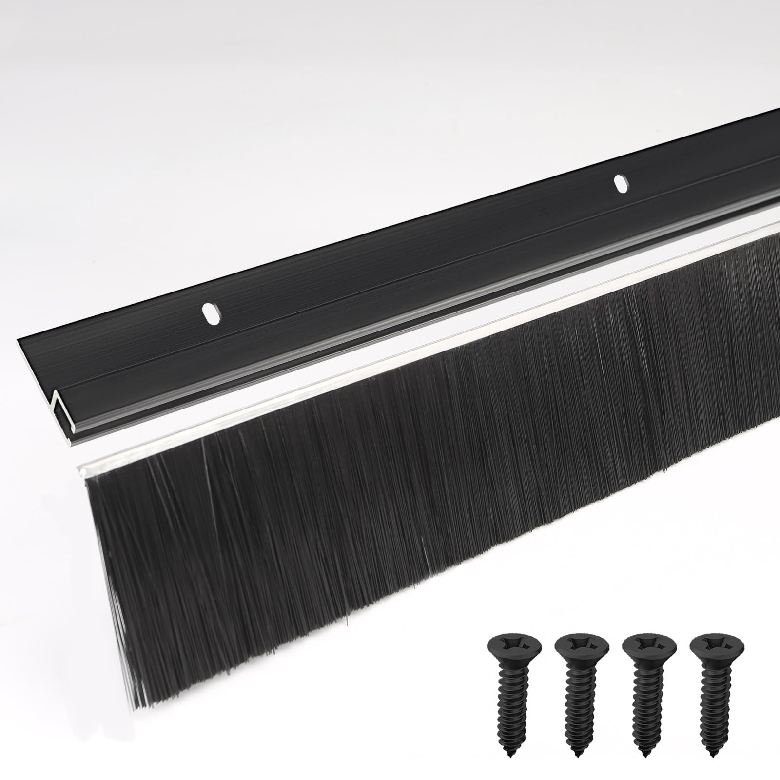 LAIFUCAM  5 Pack Garage Door Brush Seal Black Bottom Sweep 2.80 in Wide by 39.3 in Long Aluminum Alloy Base for Exterior Doors and Industrial Use