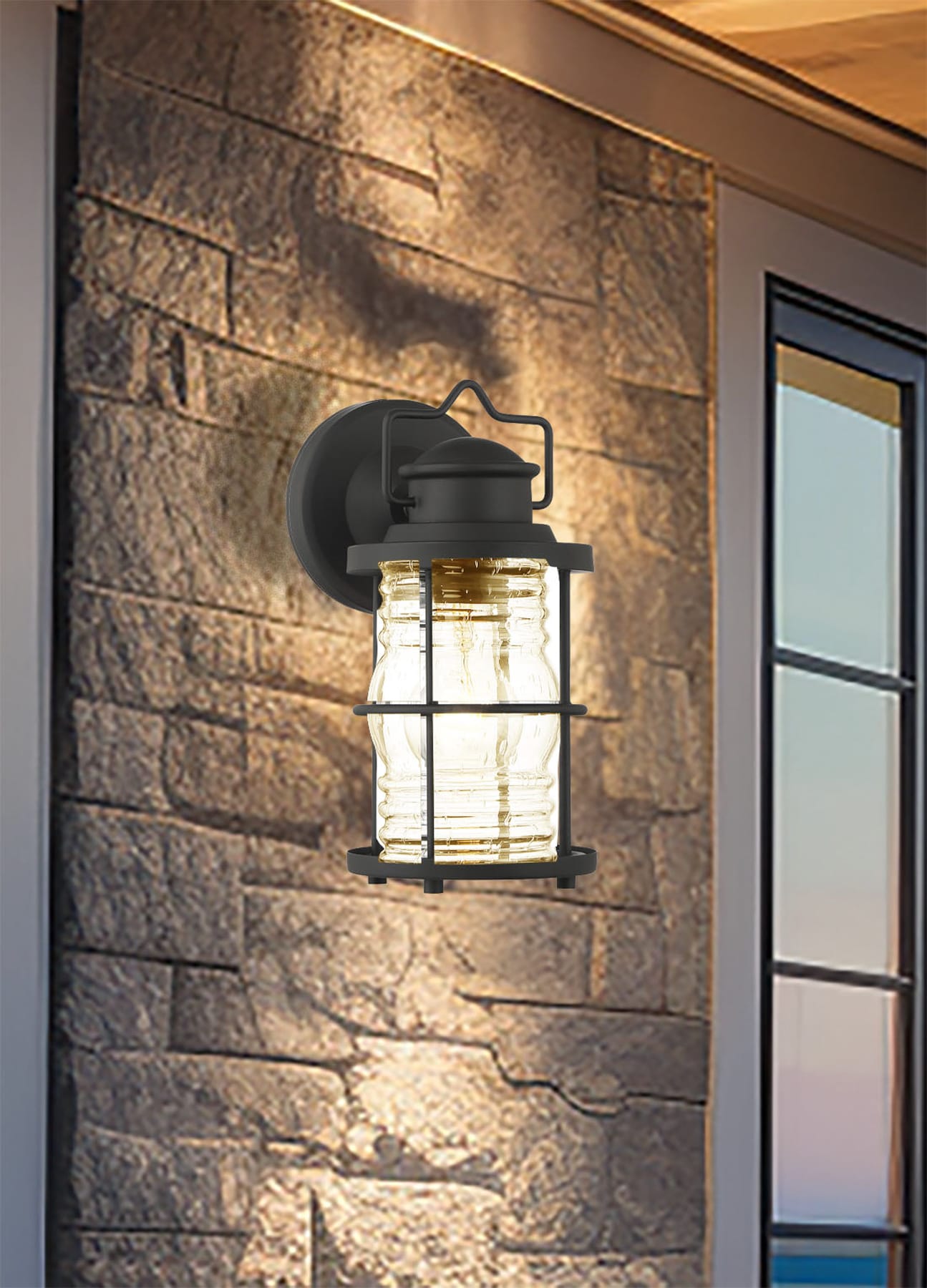 allen + roth 81083 Kerner 1 -Light 14.25-in H Matte Black Hardwired Outdoor Wall Light