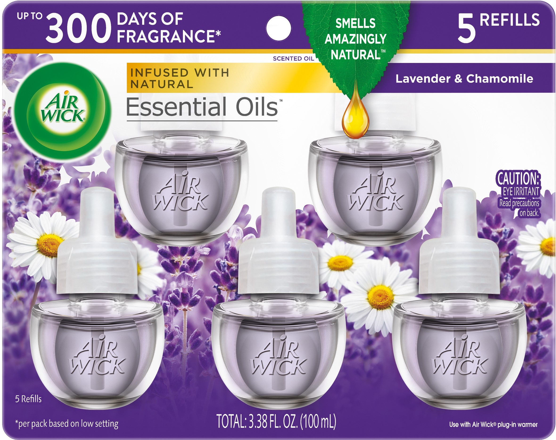 Air Wick Essential Oils Scented Oil Refills, Lavender & Chamomile - 5 refills, 3.38 fl oz
