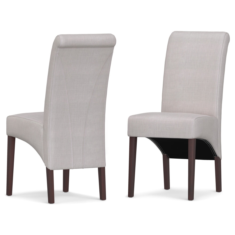 Simpli Home WS5134-LBL Set of 2 Avalon Contemporary/Modern Linen Upholstered Dining Side Chair (Wood Frame)