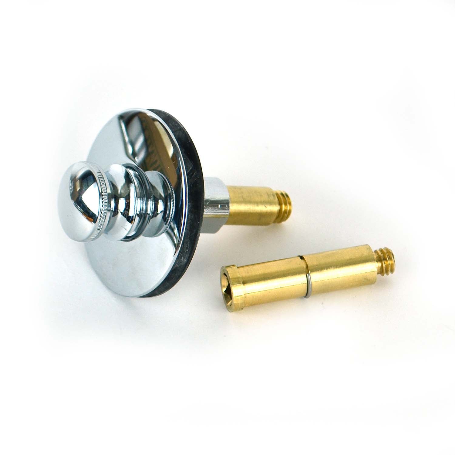 WATCO 38516-CP Push Pull Bathtub Stopper with 3/8 In. and 5/16 In. Brass Pin Adapter In Polished Chrome