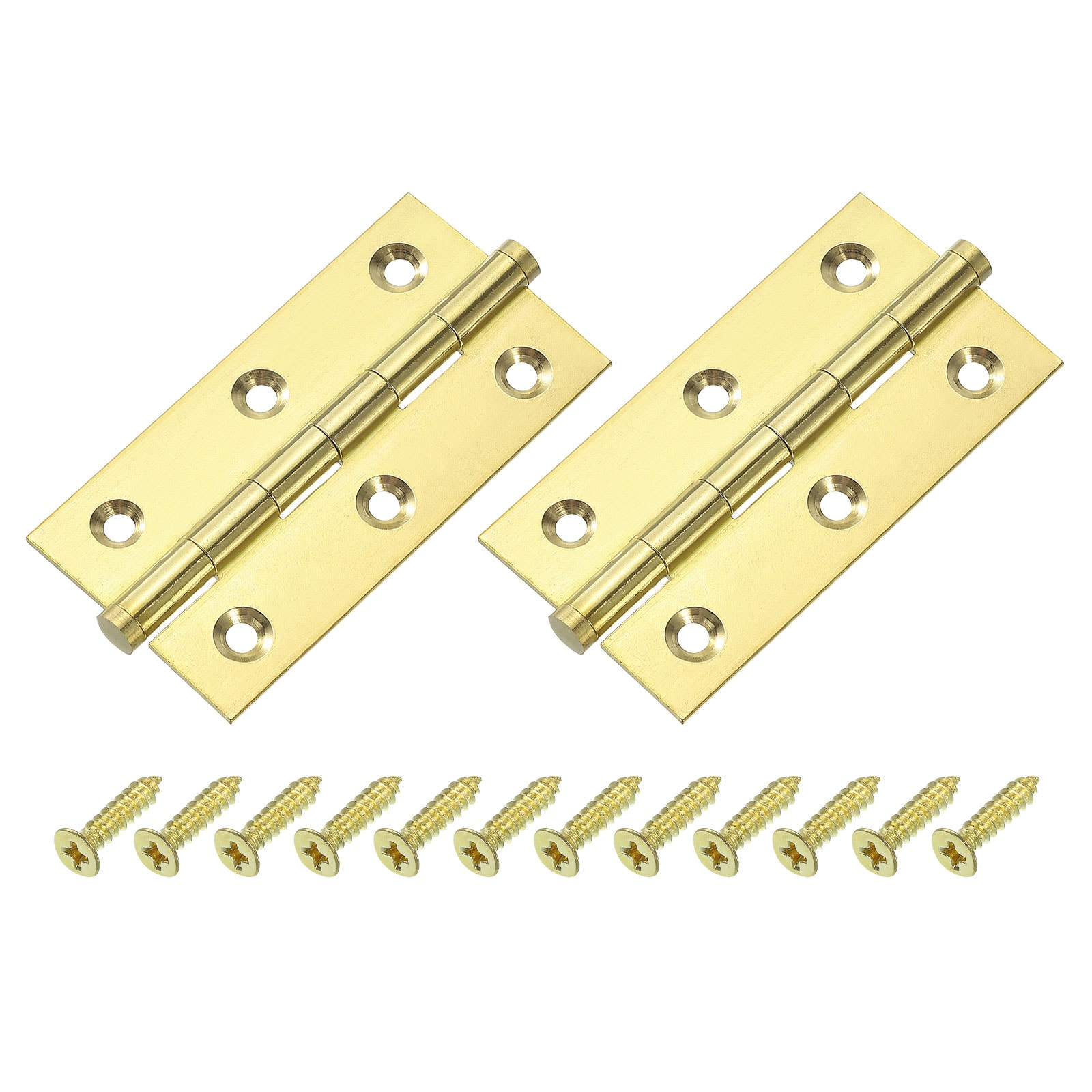 Unique Bargains - 2 pcs Folding Butt Hinges 3 Inch Brass Small Door Hinges Butt Cabinet Hinges Fl...