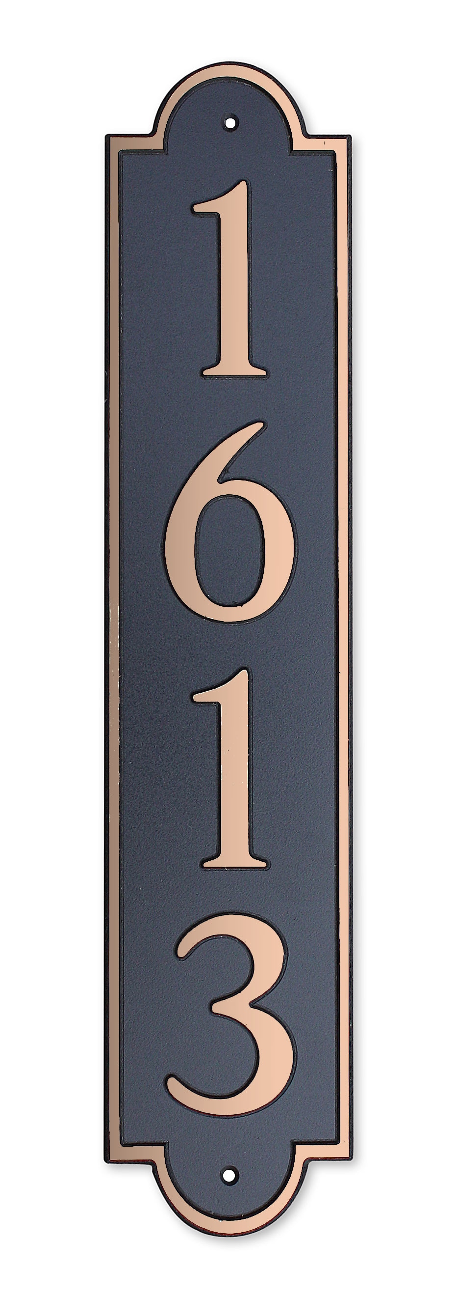 Dekorra 657V-M-CB 18-in H x 4-in W Copper On Black Plastic Address plaque