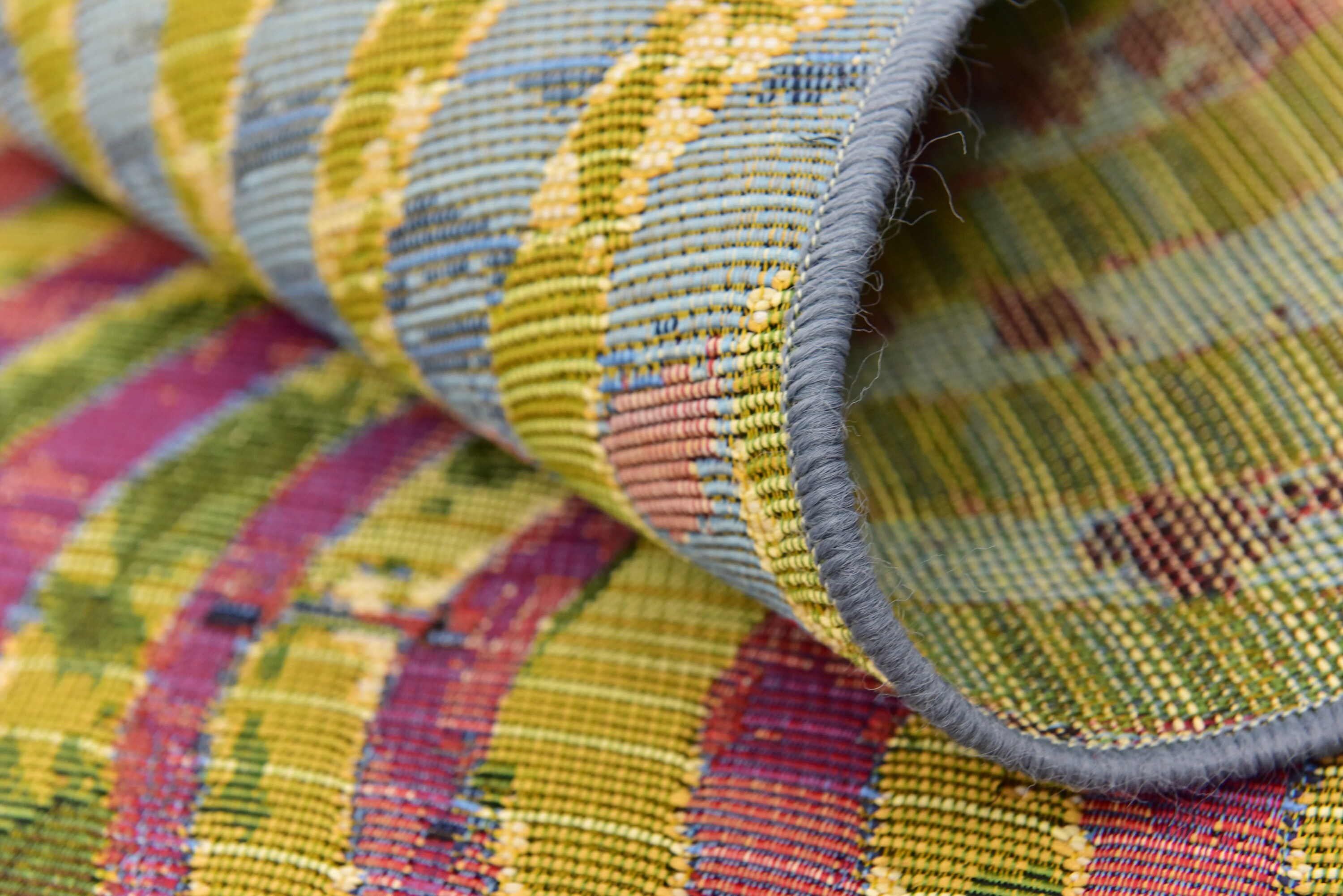 Vibrant Multi-Stripe 10' x 12' Outdoor Synthetic Area Rug