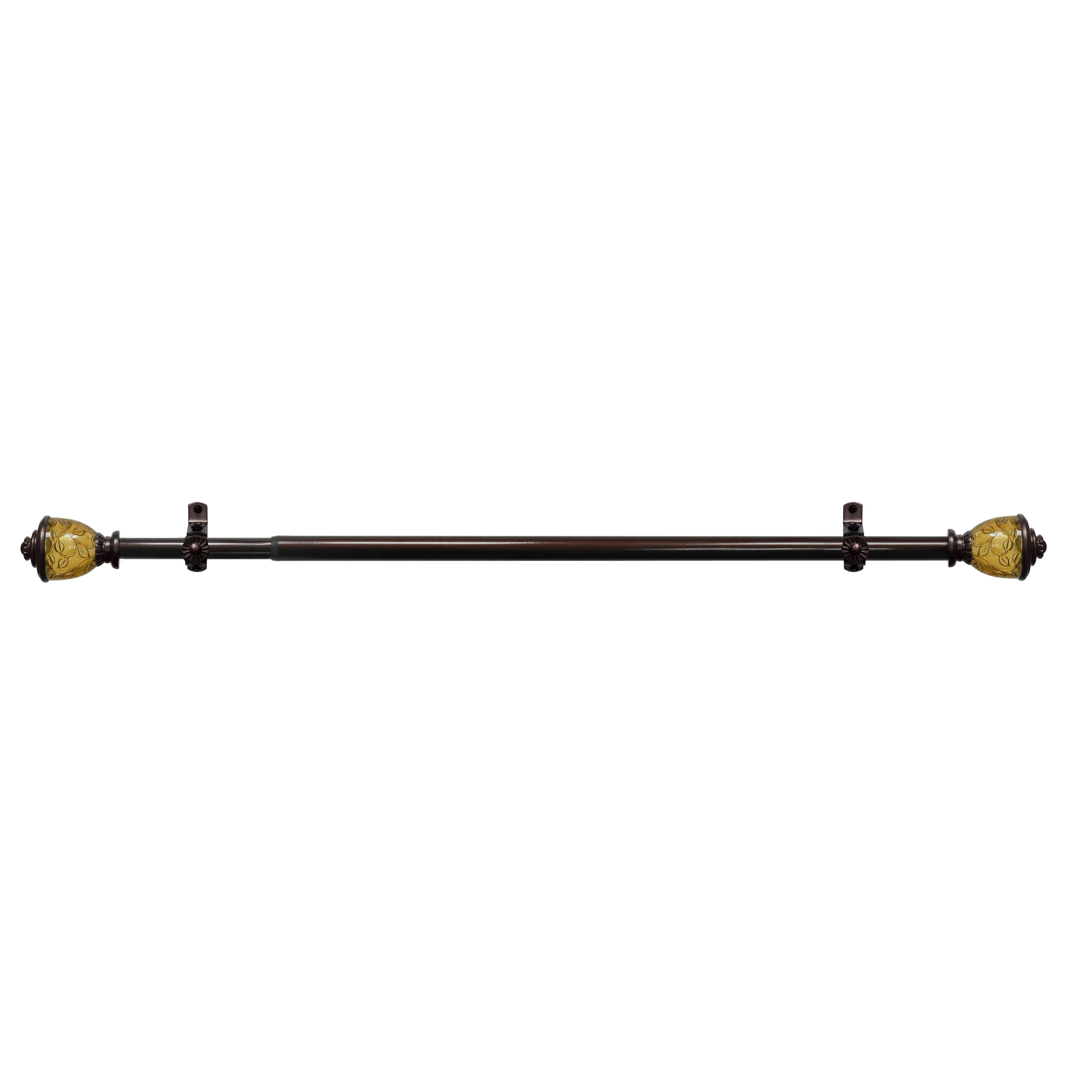 Achim Camino Lincroft 48-in to 86-in Oiled Bronze/Amber Glass Steel Single Curtain  Rod in the Curtain Rods department at