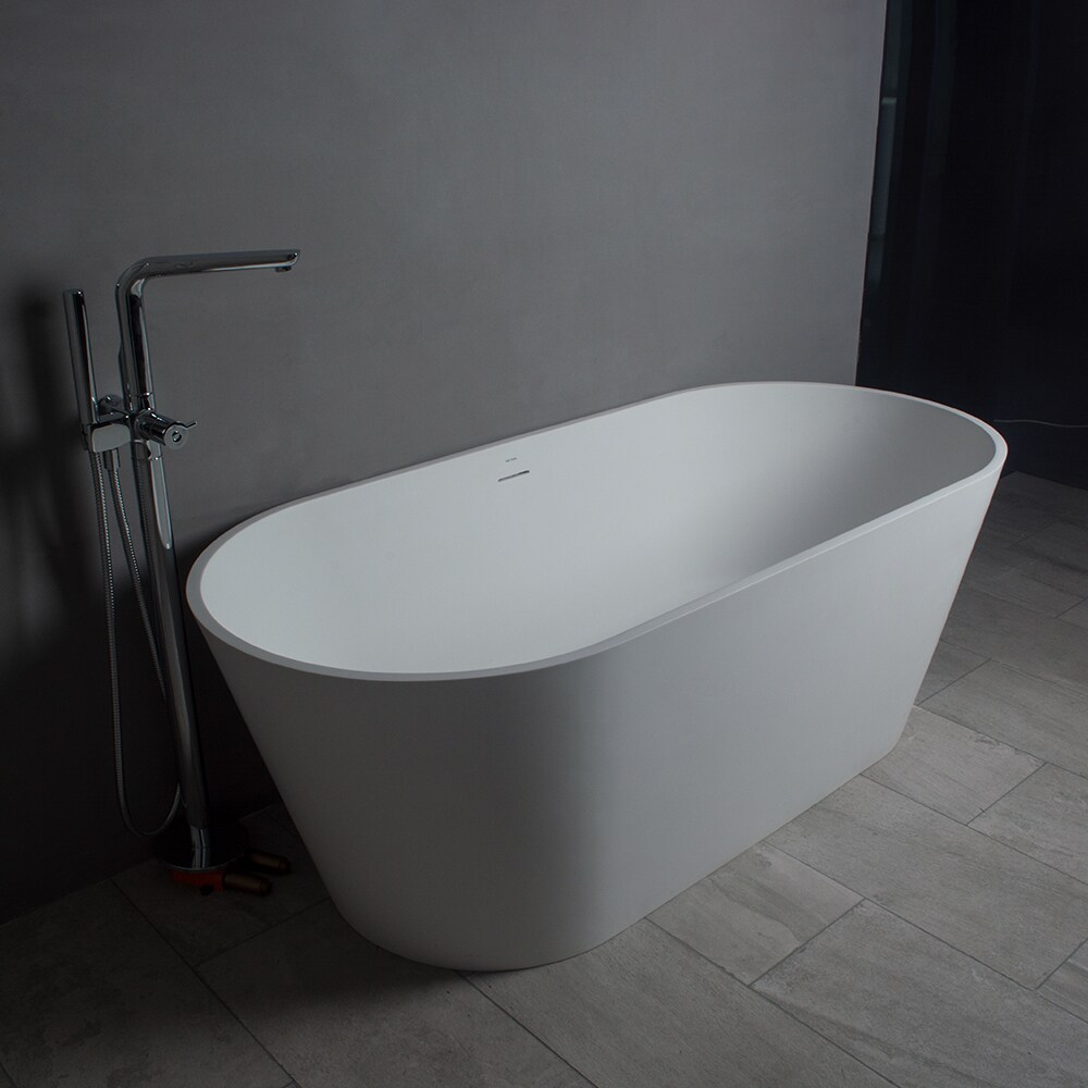 59'' White Matte Solid Surface Freestanding Bathtub