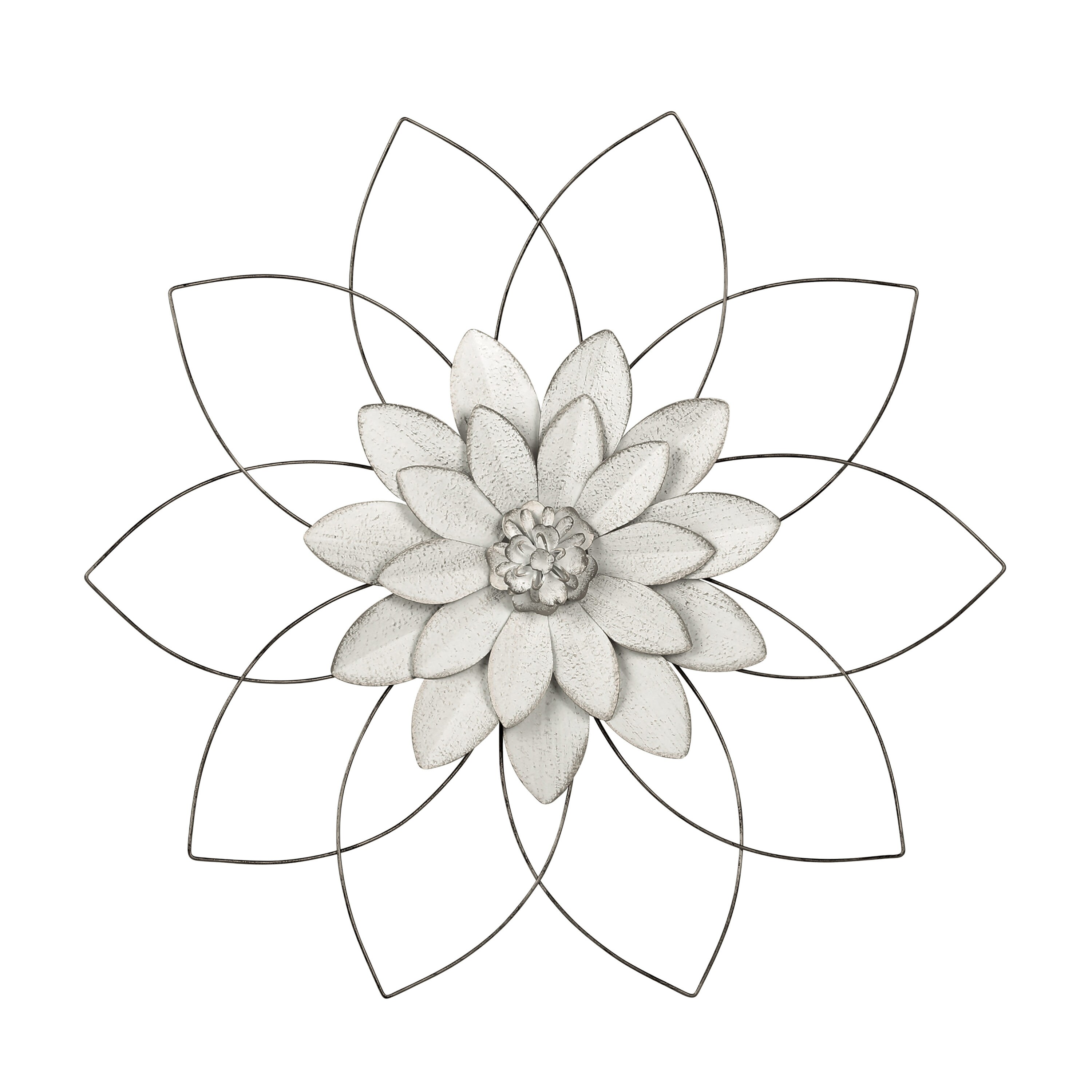 Sagebrook Home 14417-01 25-in W x 3-in H Metal Floral and Botanical Floral Wall Accent