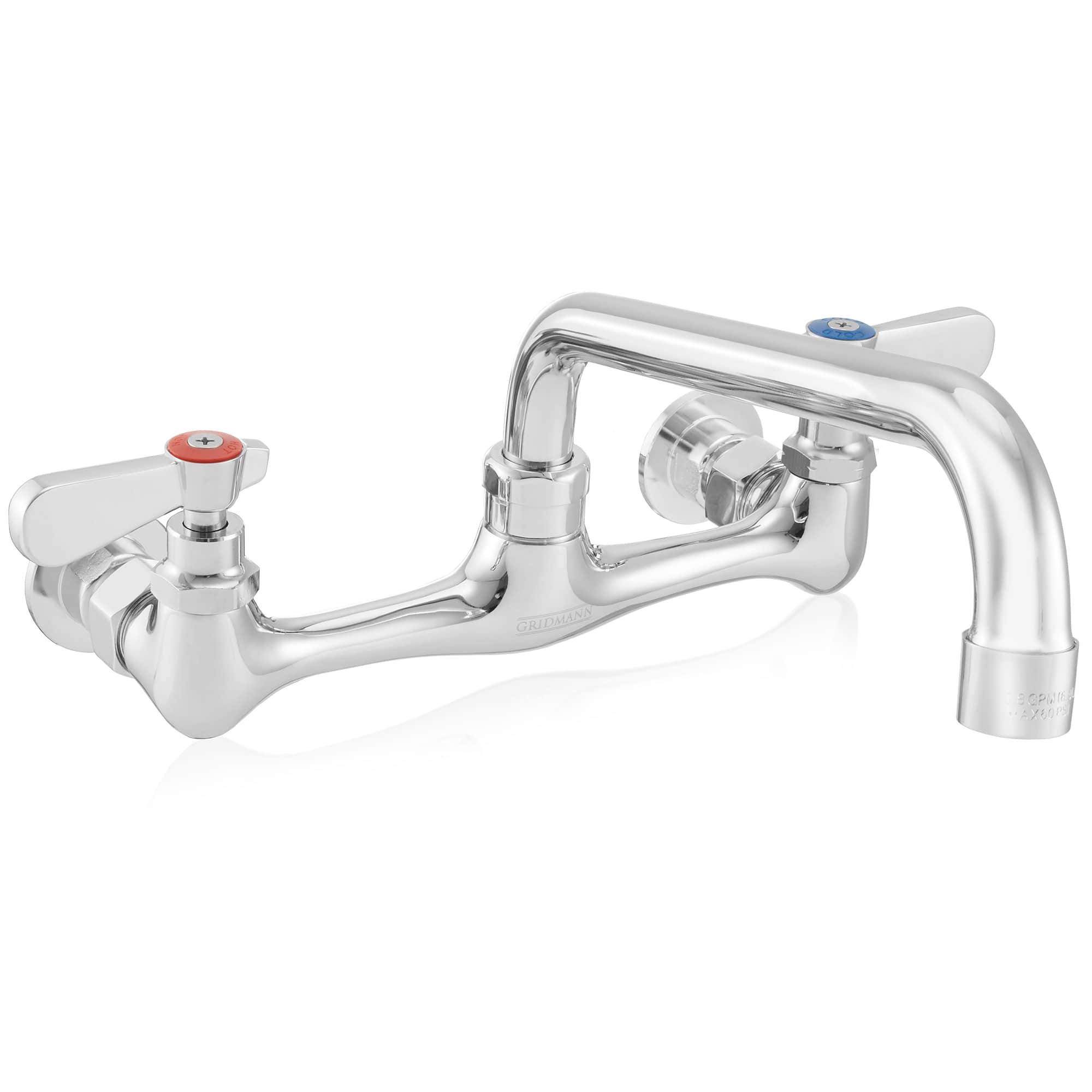 GRIDMANN REST-SINK-FCT819 Commercial Wall Mount Sink Faucet - 8-in Center w 10-in Swivel Spout