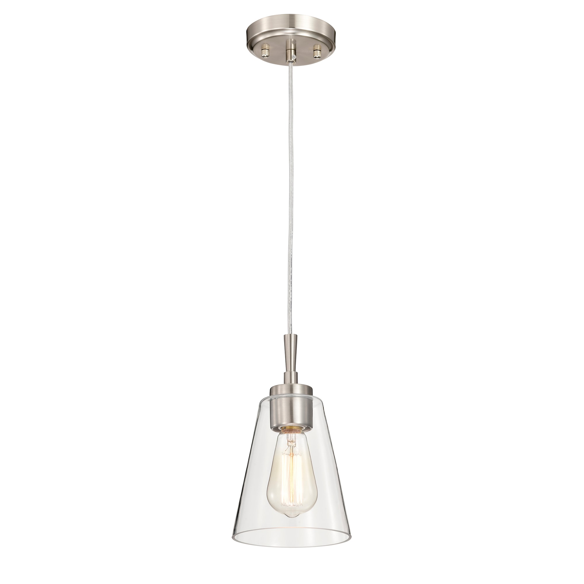 Edvivi EPJ6511BN Briarwood Brushed Nickel Modern/contemporary Clear glass Cone Mini Hanging Pendant light