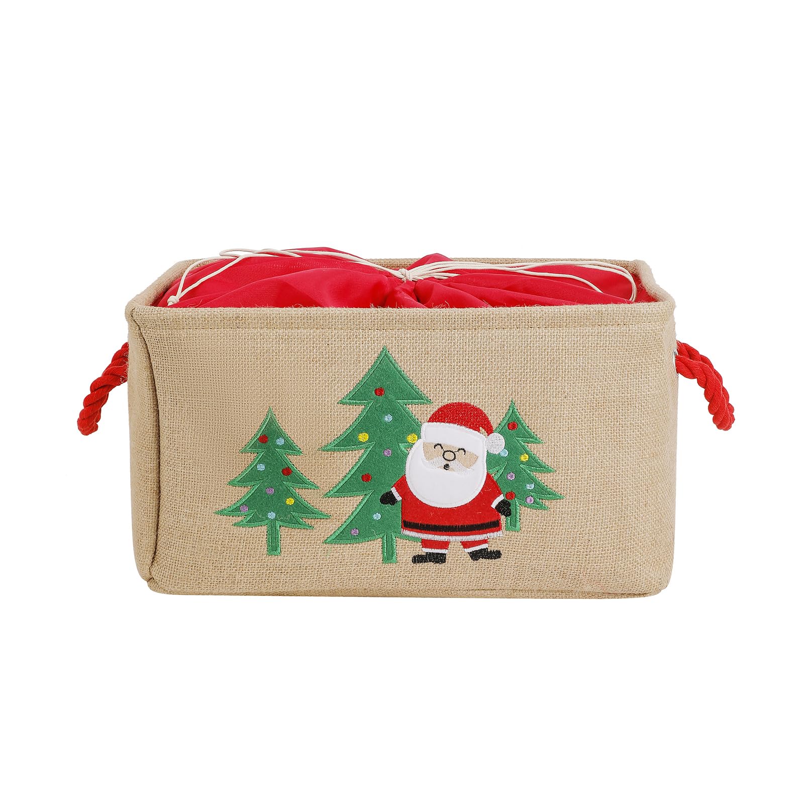 Ahfiwaso  Large Christmas Gift Basket Fabric Organizer Bin with Handles Foldable Holiday Storage for Toys Gifts Home Decor