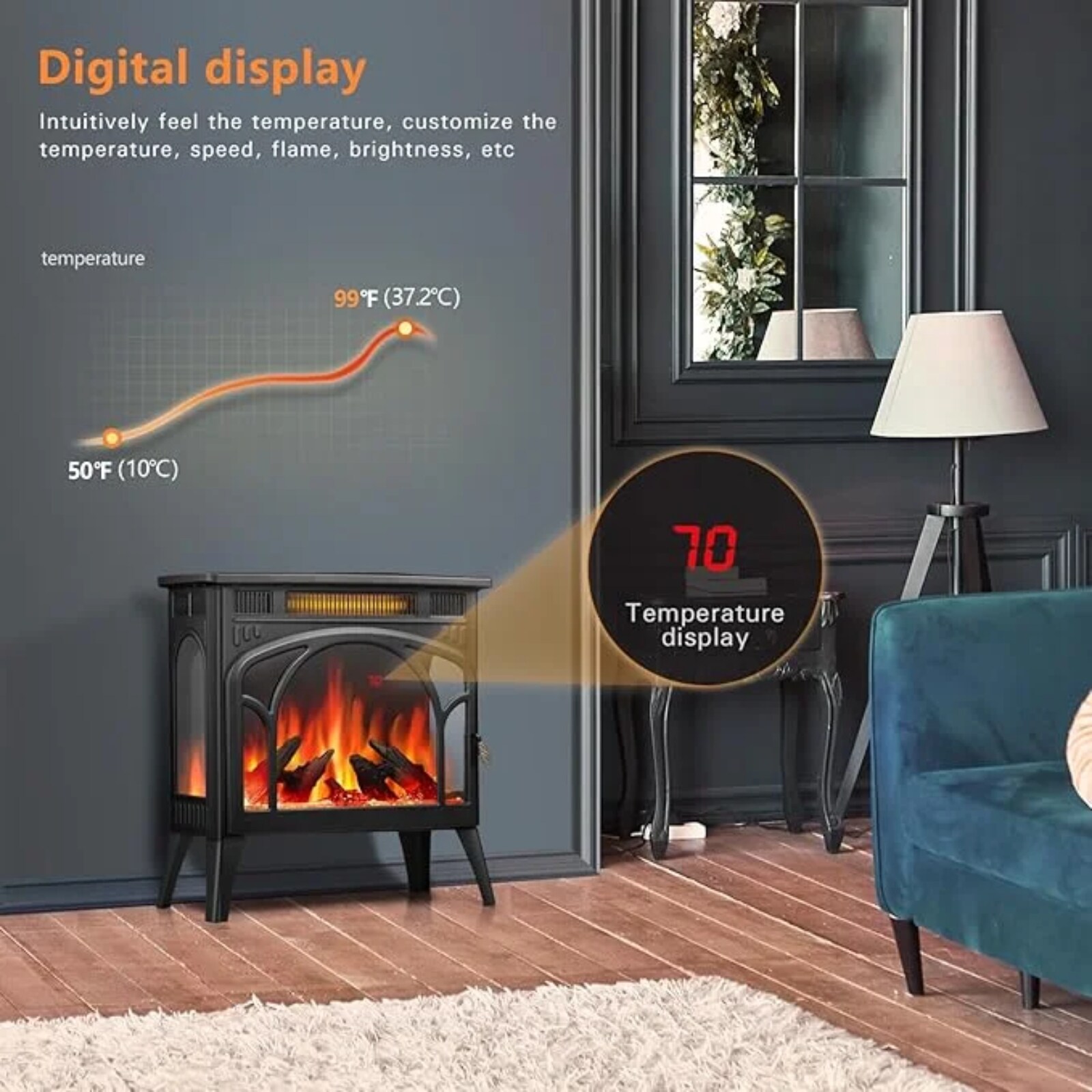 COWSAR LSRW-S230CPB Electric-Fireplaces - View #4