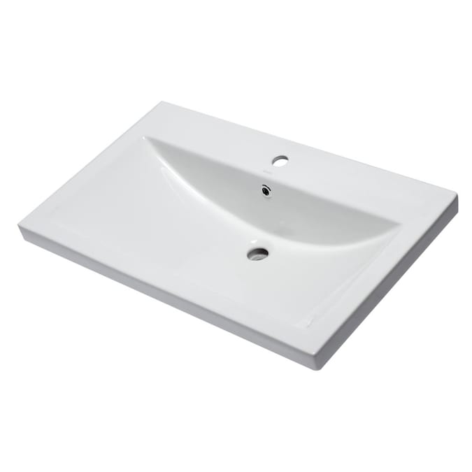 Eago White Porcelain Drop In, White Drop In Rectangular Bathroom Sink With Overflow