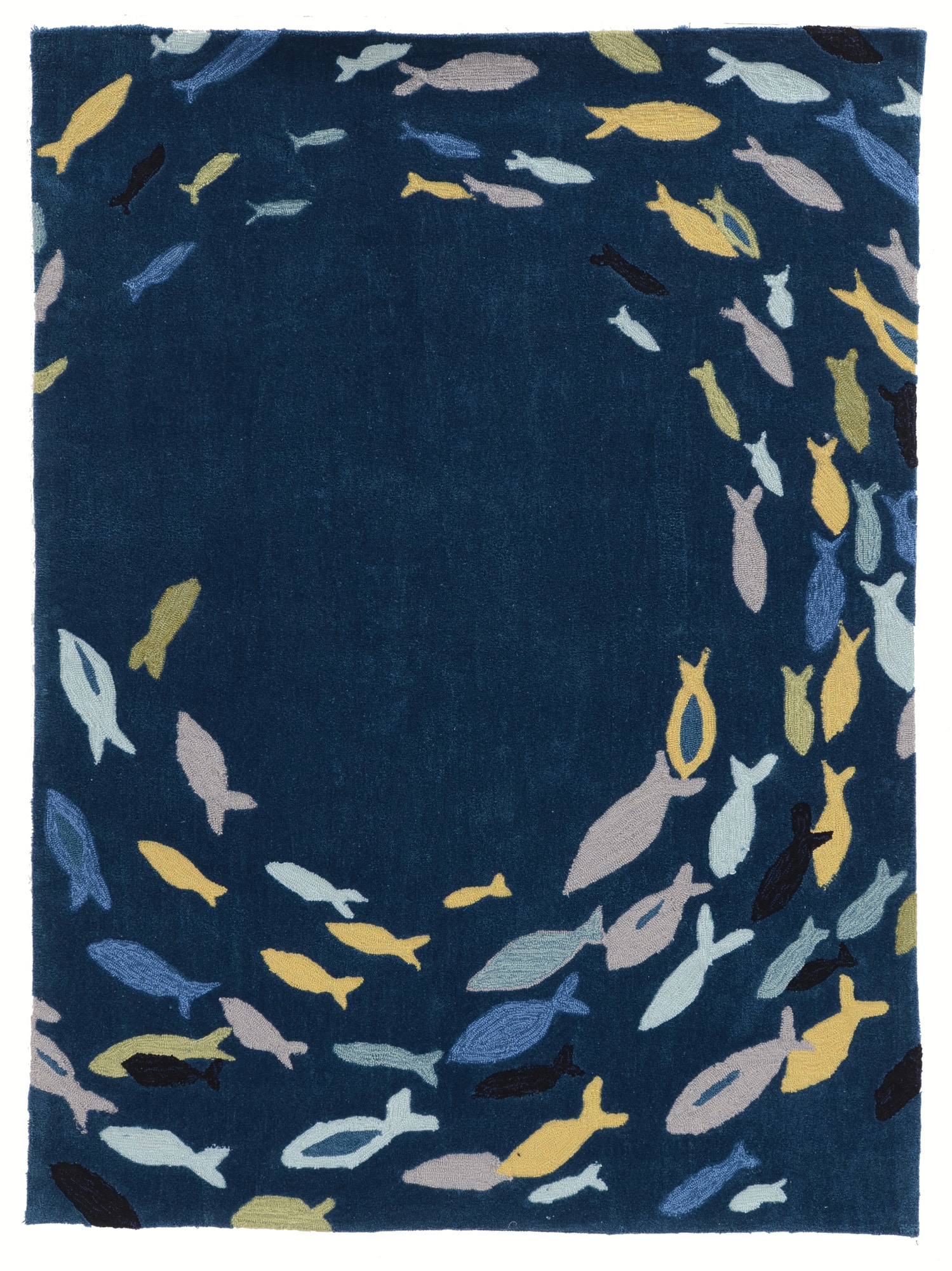 Linon RUGTA58557 Trio 5 x 7 (ft) Tufted Polyester Navy/multi-colored Rectangular Indoor Geometric Area rug
