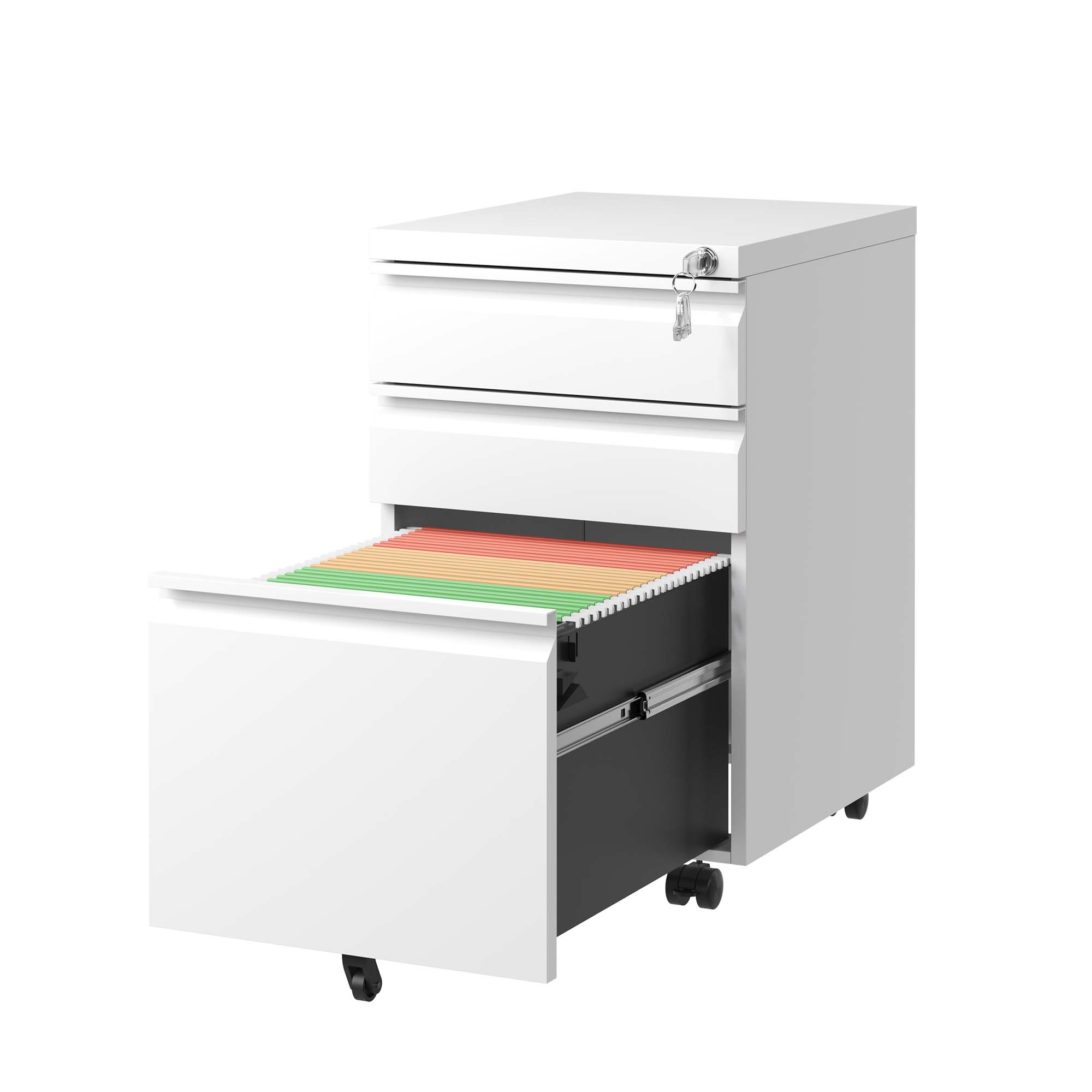 Mondawe White 3-Drawer 16.9-in File Cabinet
