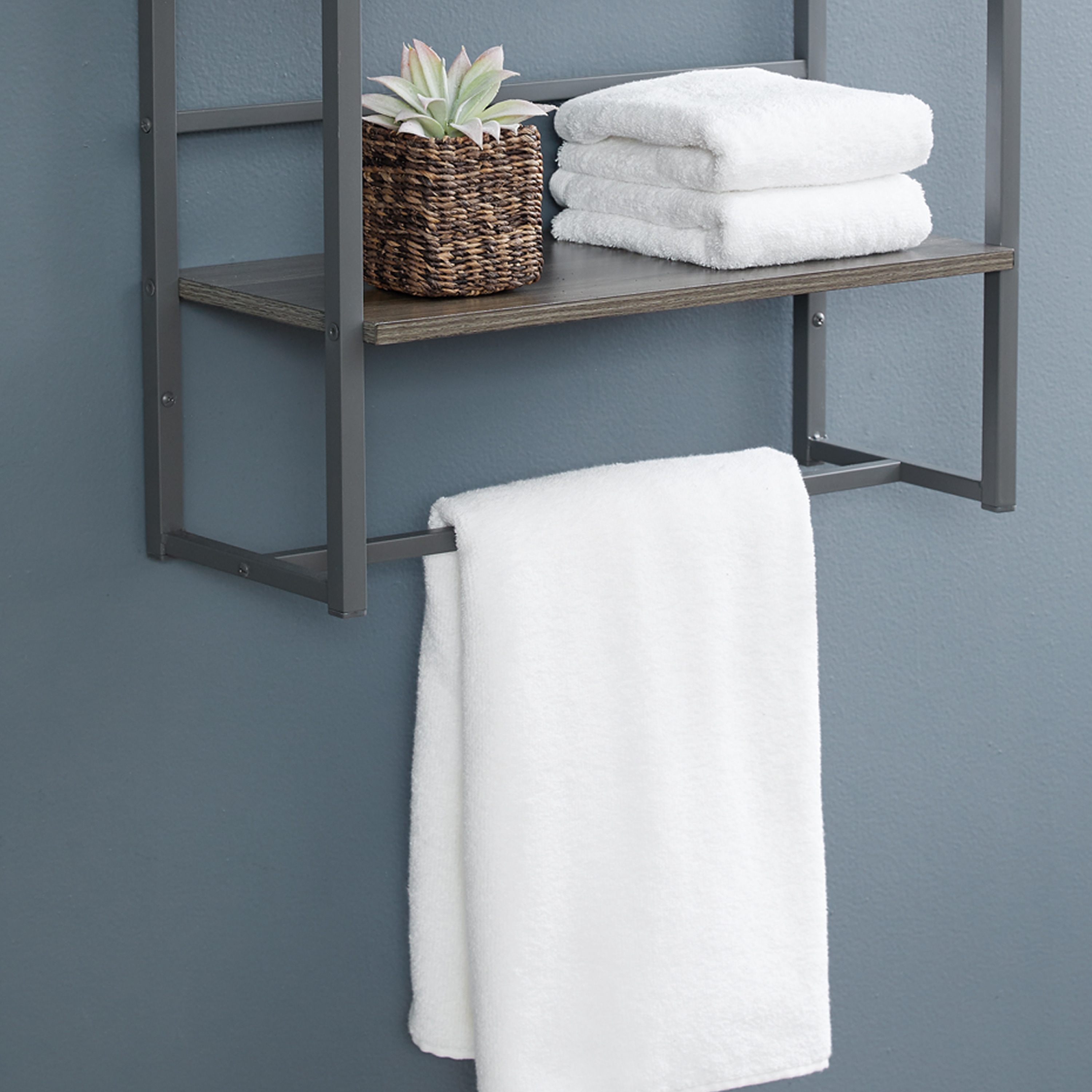 Style Selections Driftwood 2-Tier Metal Wall Mount Bathroom Shelf