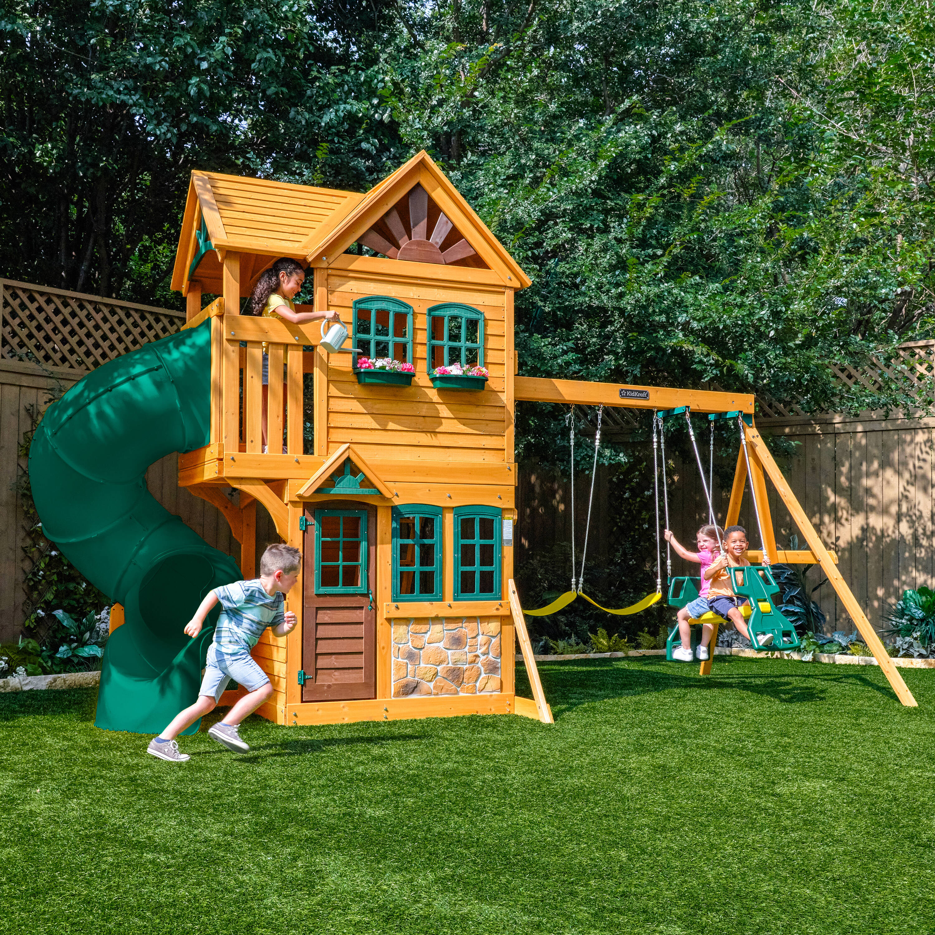 KidKraft Buffalo Crossing Residential Wood Swing set #F29915