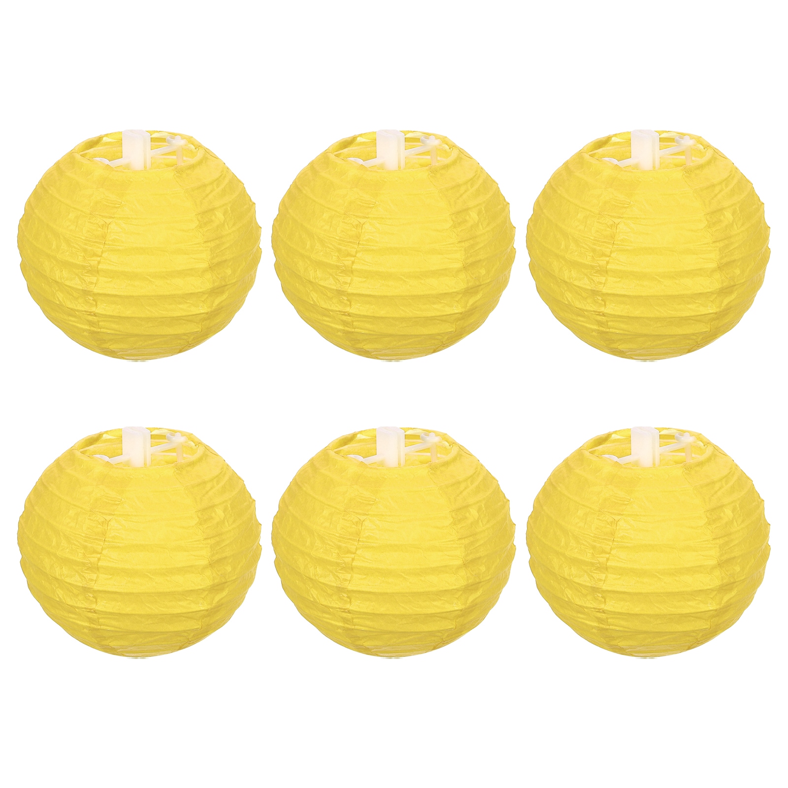 PATIKIL 4 Inch Paper Lanterns 6pcs Round Folding Hanging Lamp Shade Small Lantern for Wedding Home Party Festival Celebration Yellow