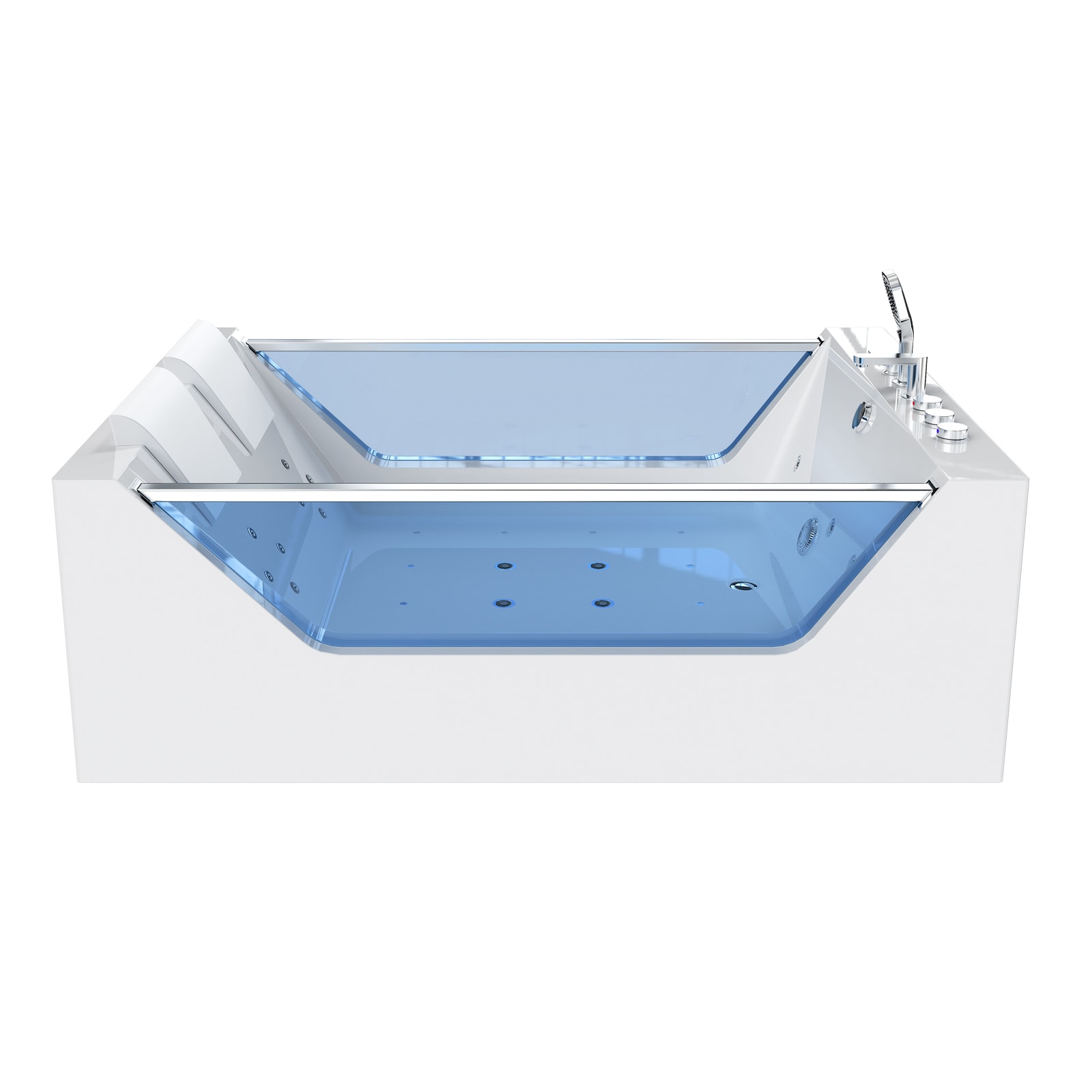 Empava EV-71PRO01 Modern 48-in x 71-in White Acrylic Rectangular Alcove Whirlpool and Air Bath Combination Tub with Faucet Hand Shower with Drain ( Right Drain )