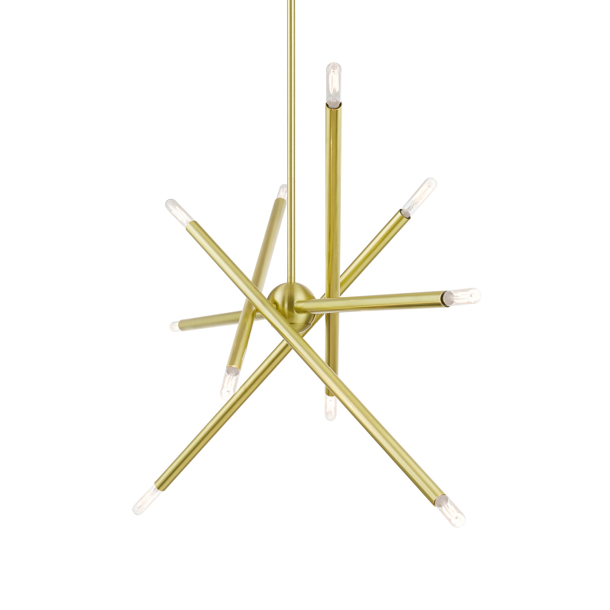Soho Satin Brass 10-Light Sputnik Linear Chandelier