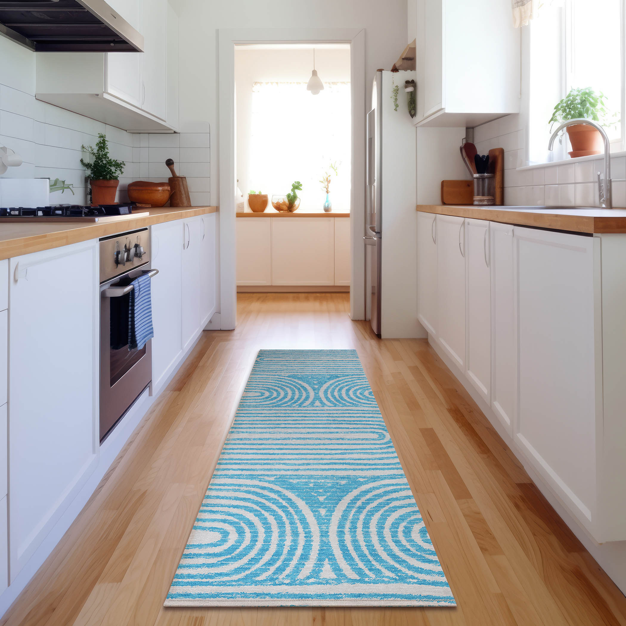 Addison Rugs AMF574BU30X46 Mayfield AMF574BU 2 x 3 (ft) Loomed Polyester Blue Rectangular Indoor Geometric Machine washable Area rug